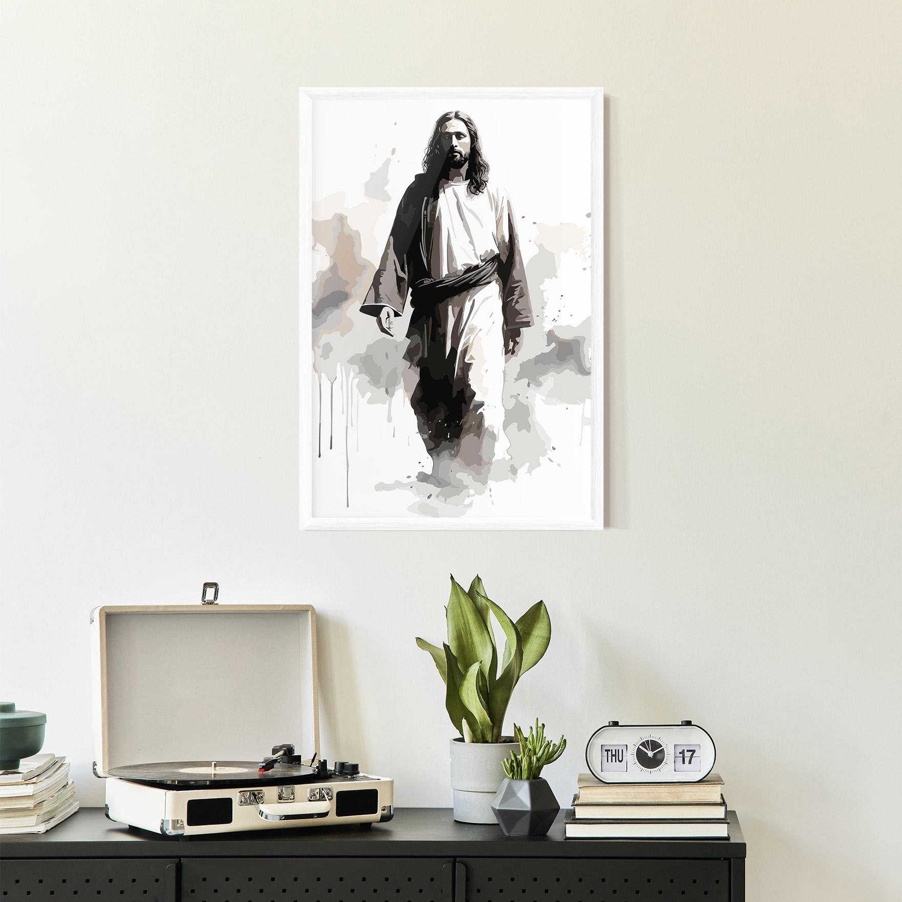 Рамкиран постер Watercolor Jesus mockup 2
