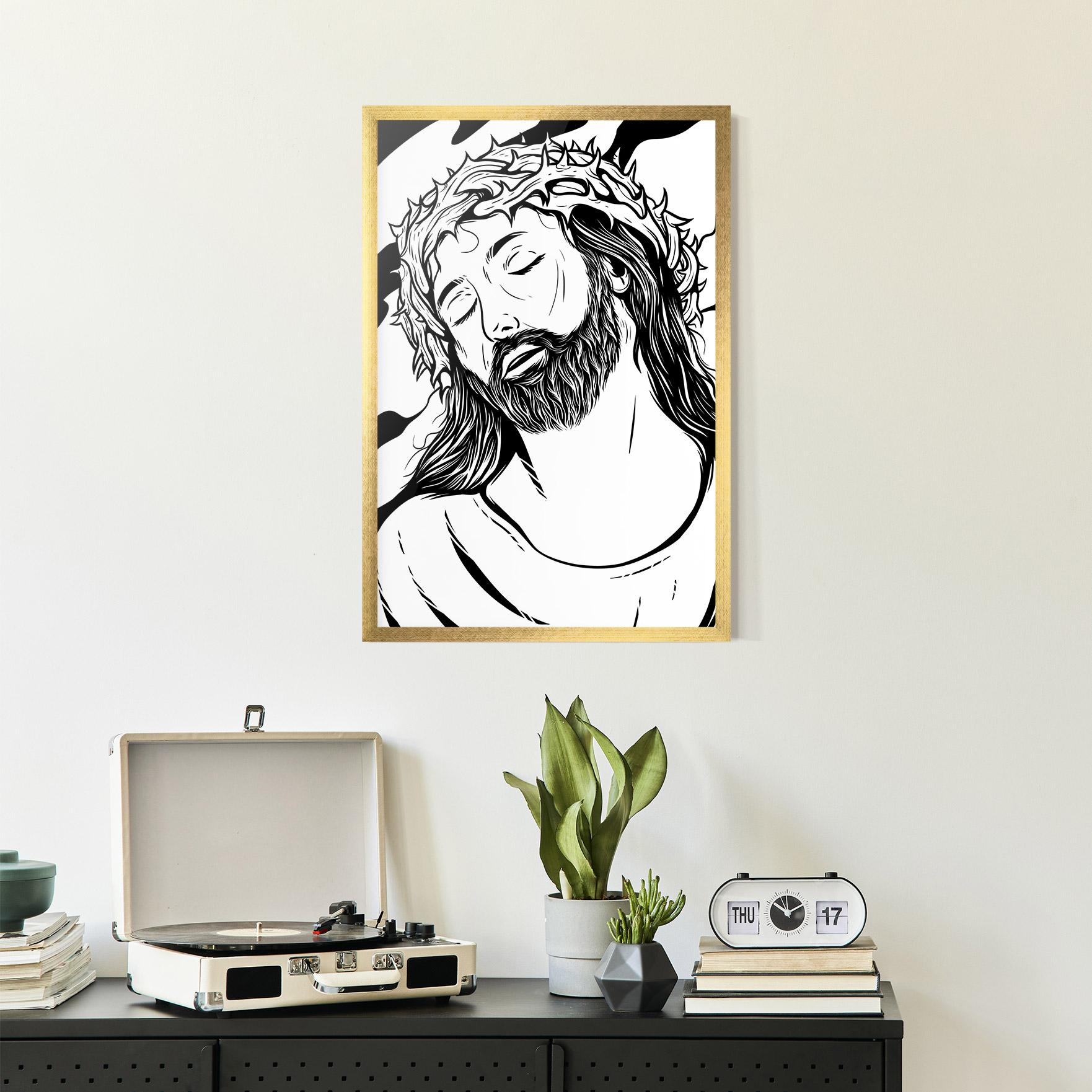 Рамкиран постер Black White Jesus mockup 2