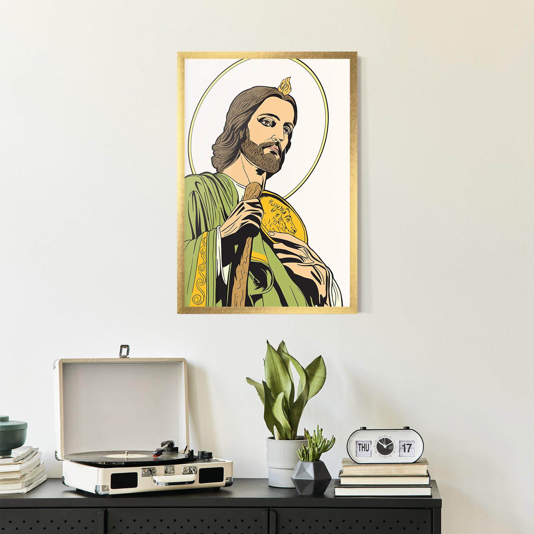 Рамкиран постер Green Jesus mockup 2