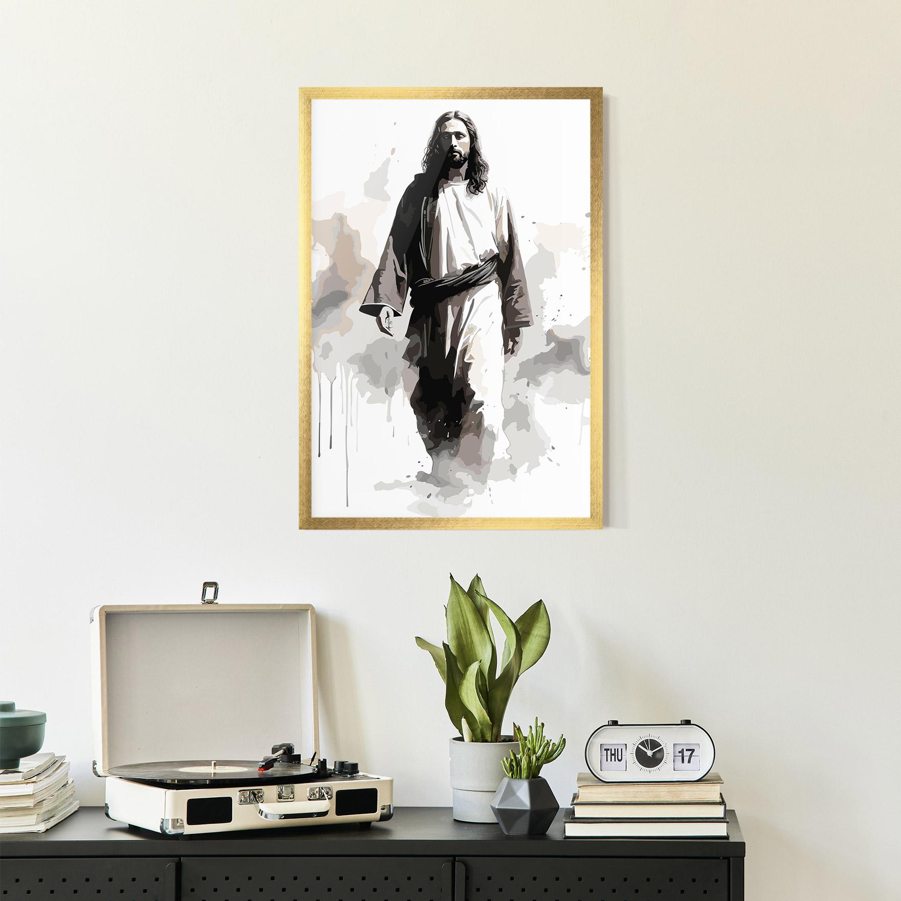 Рамкиран постер Watercolor Jesus mockup 2