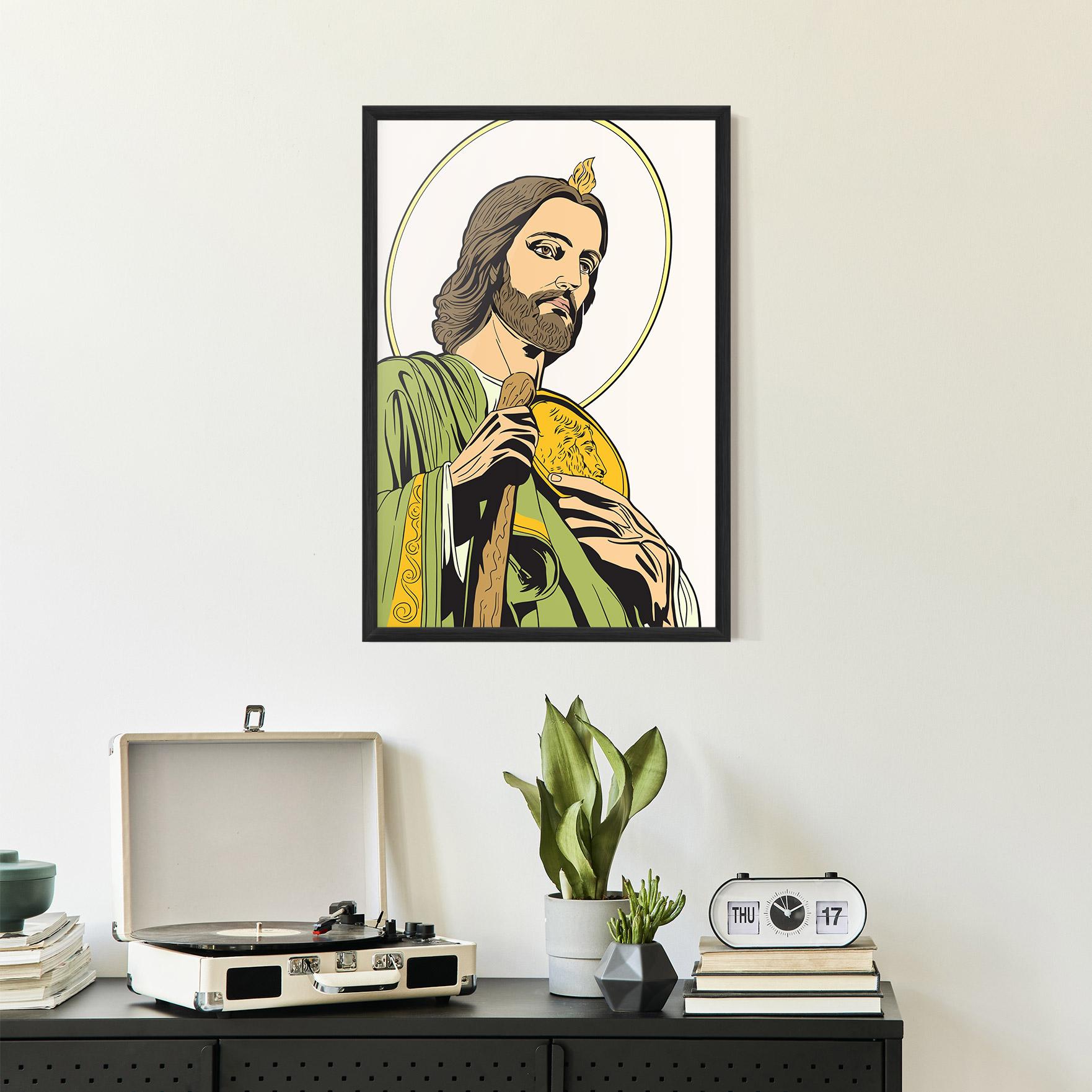Рамкиран постер Green Jesus mockup 2
