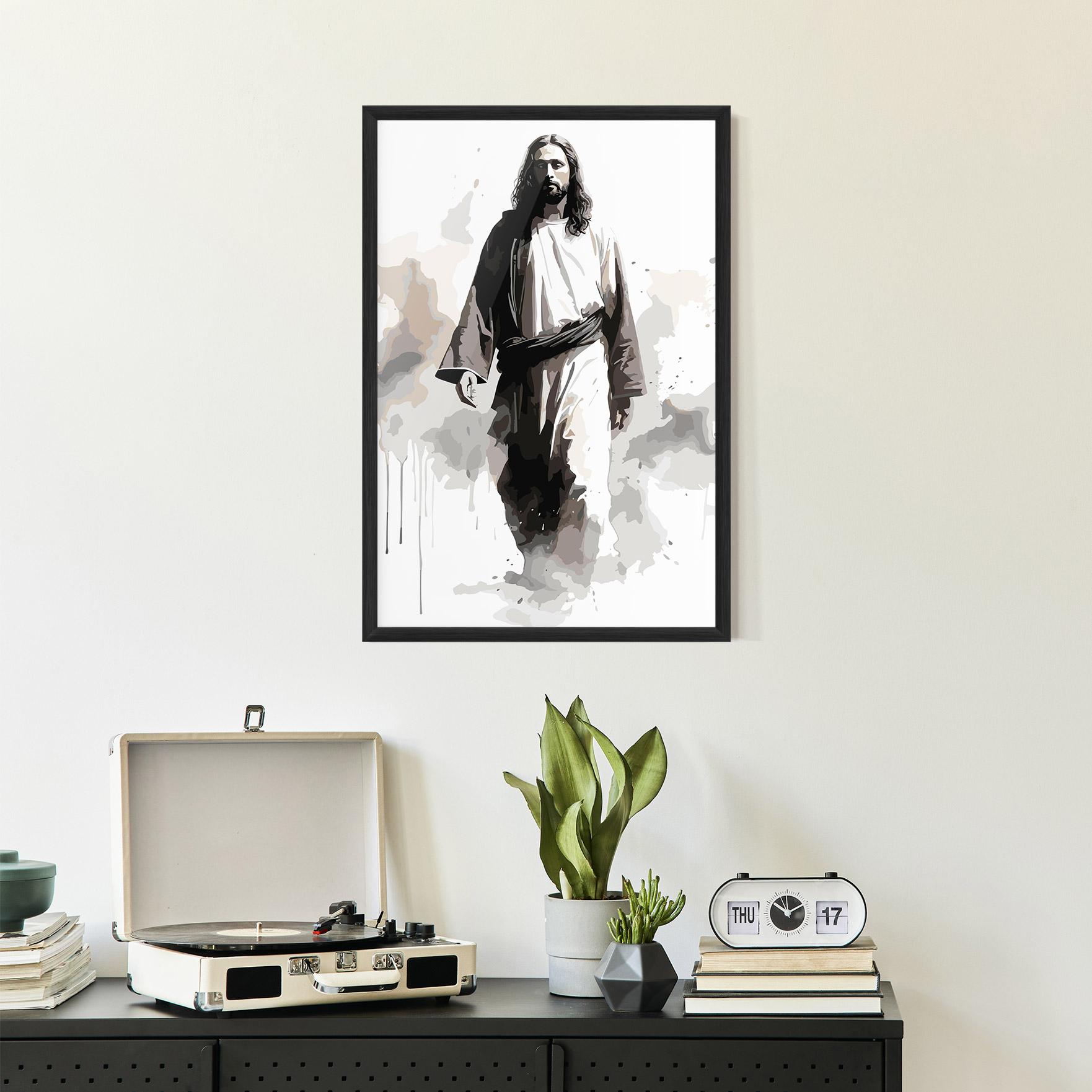 Рамкиран постер Watercolor Jesus mockup 2