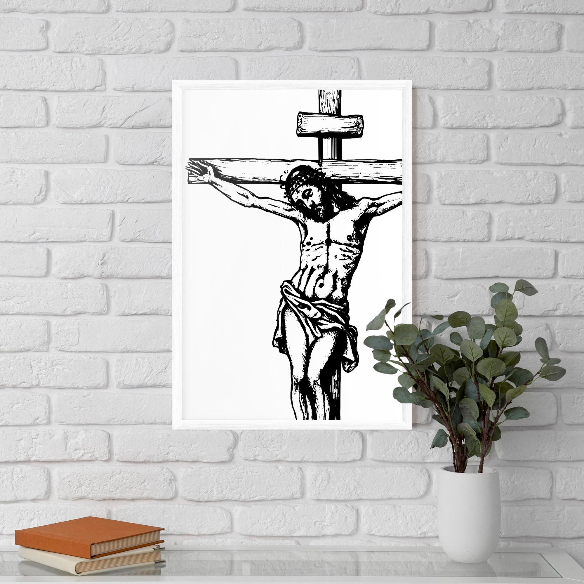 Рамкиран постер Jesus Black Line mockup 5