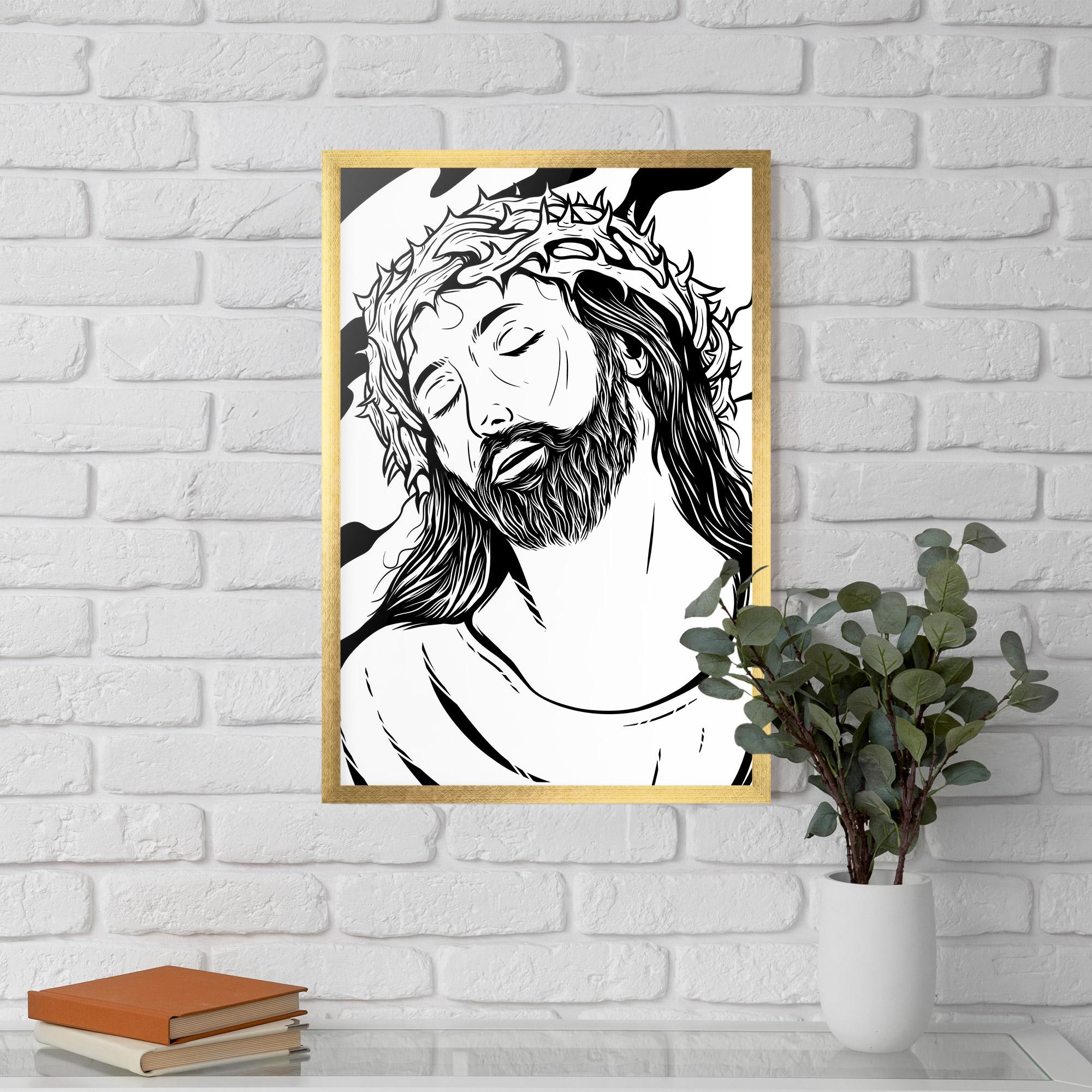 Рамкиран постер Black White Jesus mockup 5
