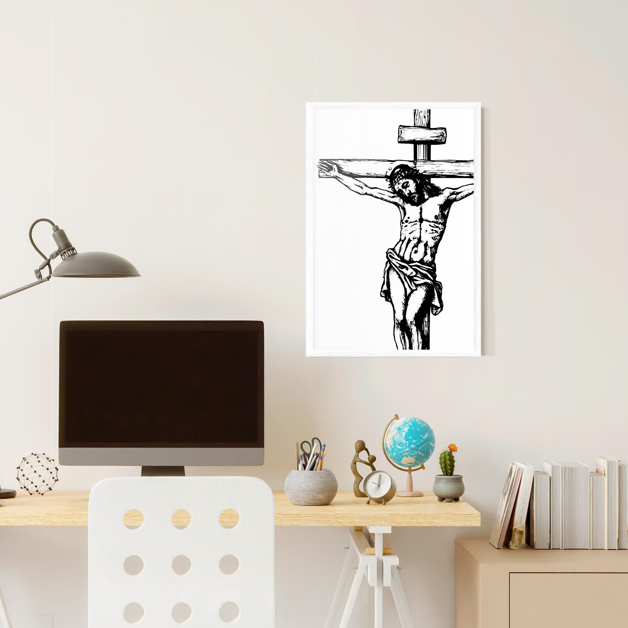 Рамкиран постер Jesus Black Line mockup 6
