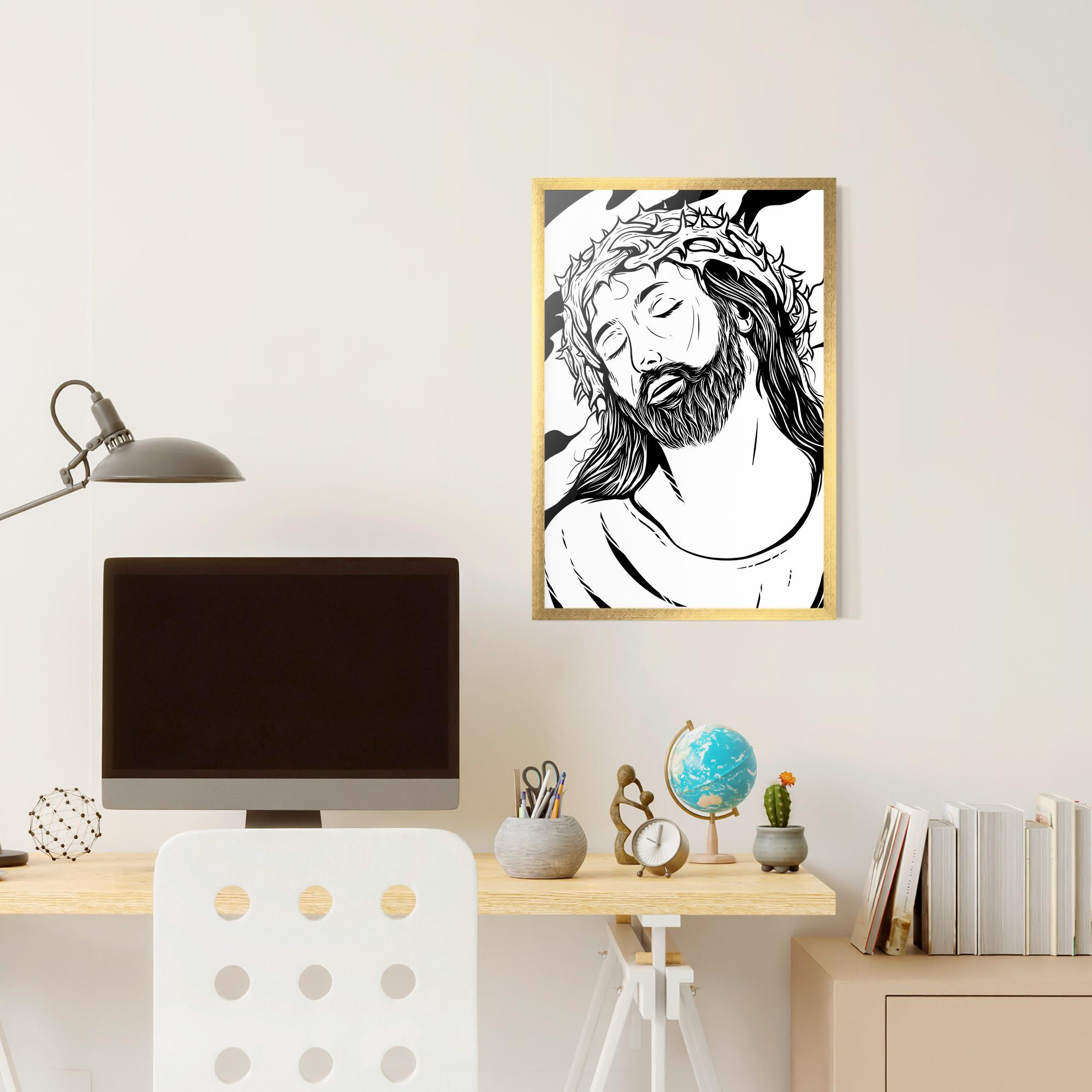 Рамкиран постер Black White Jesus mockup 6