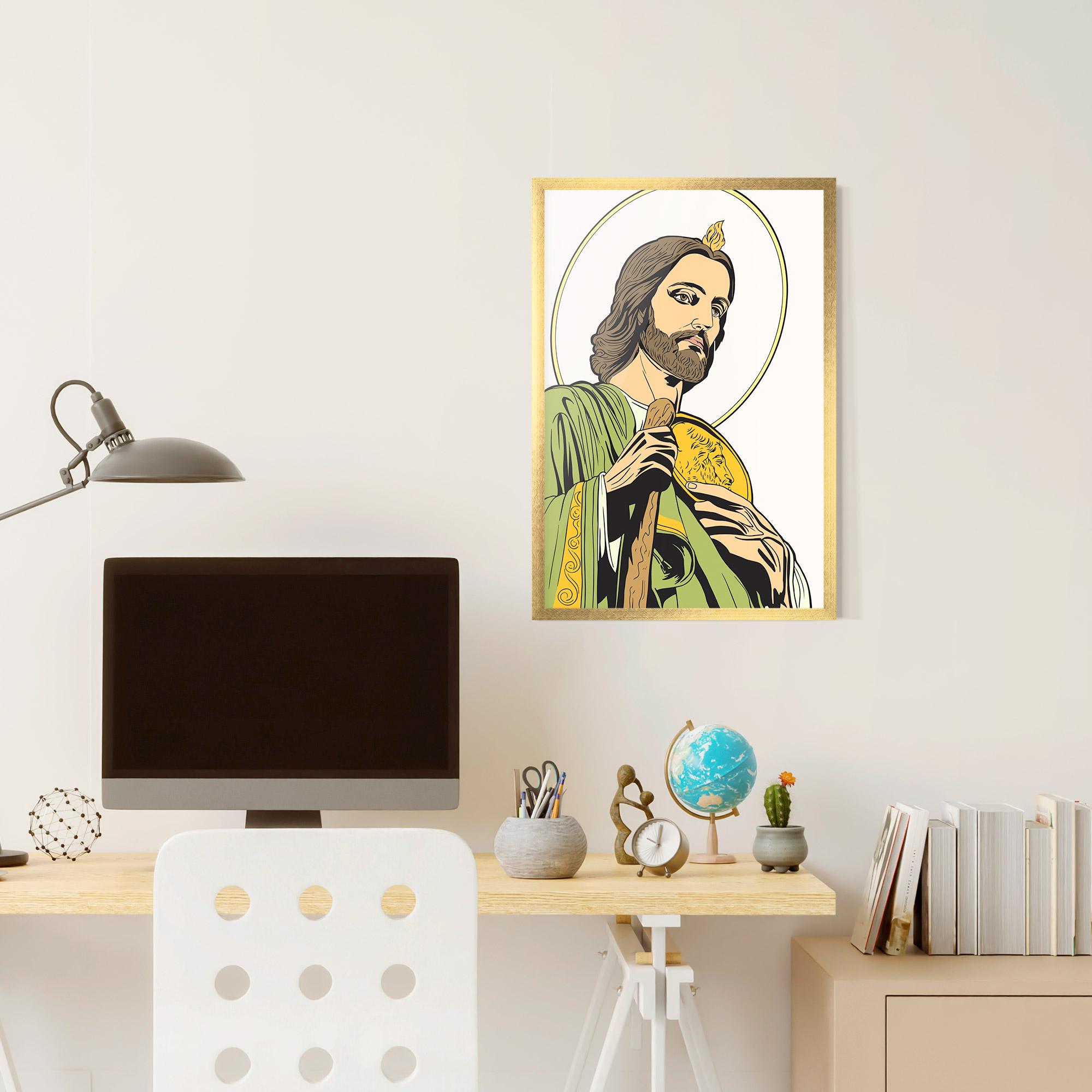 Рамкиран постер Green Jesus mockup 6