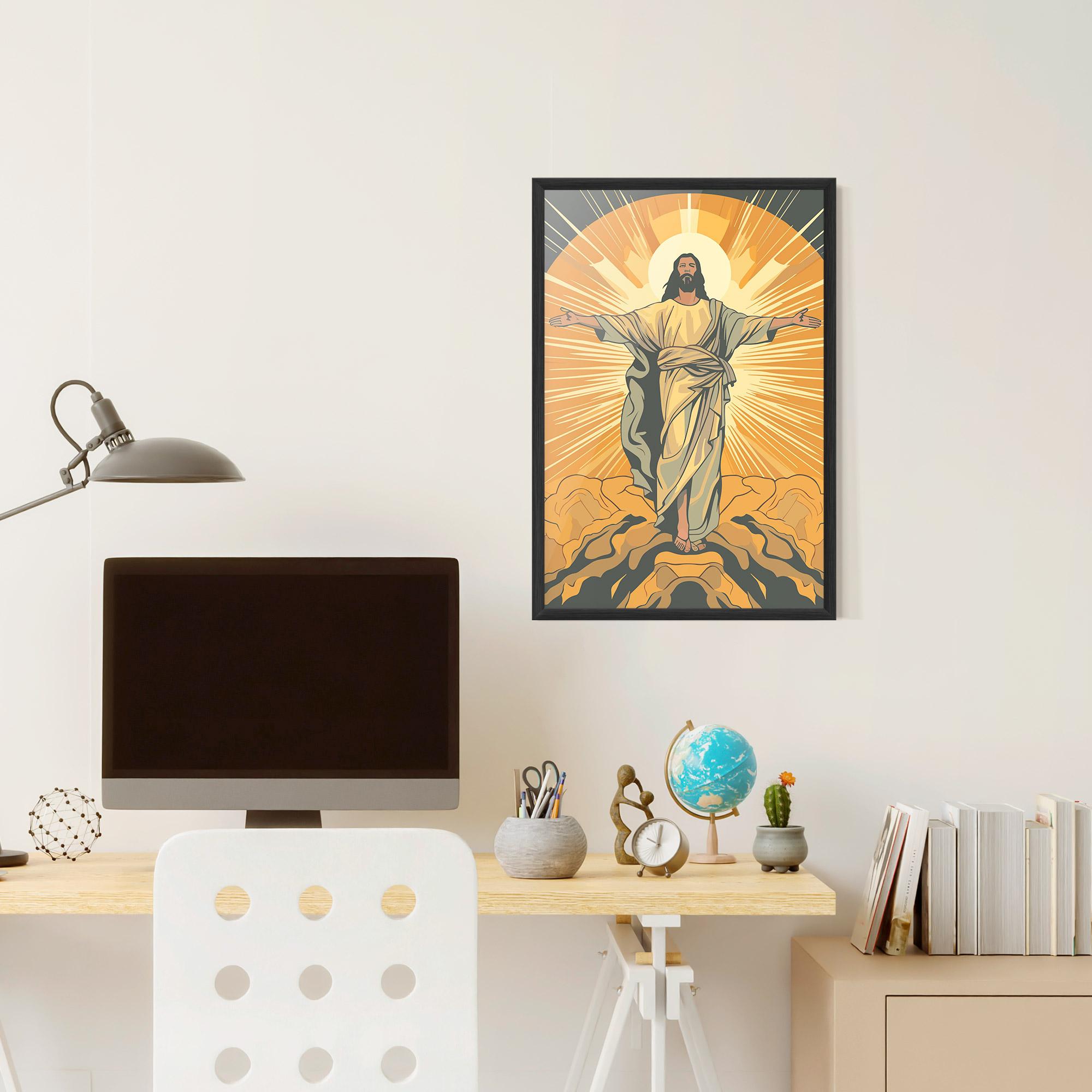 Рамкиран постер Sunset Jesus mockup 6