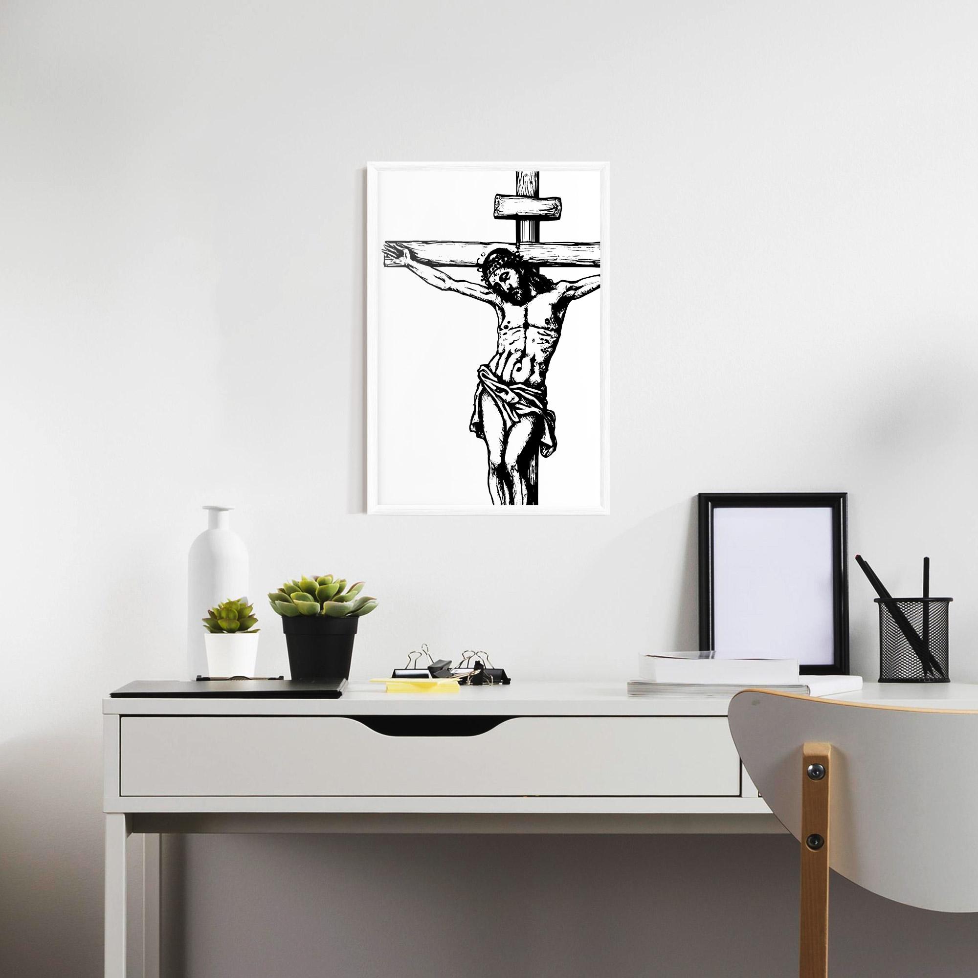 Рамкиран постер Jesus Black Line mockup 7