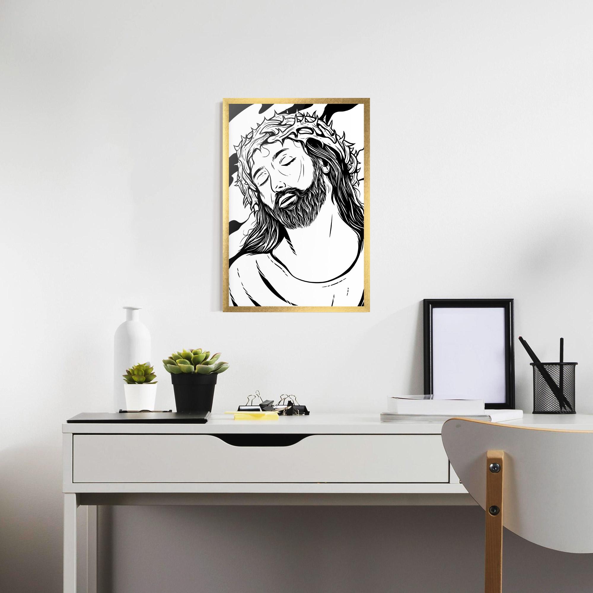Рамкиран постер Black White Jesus mockup 7