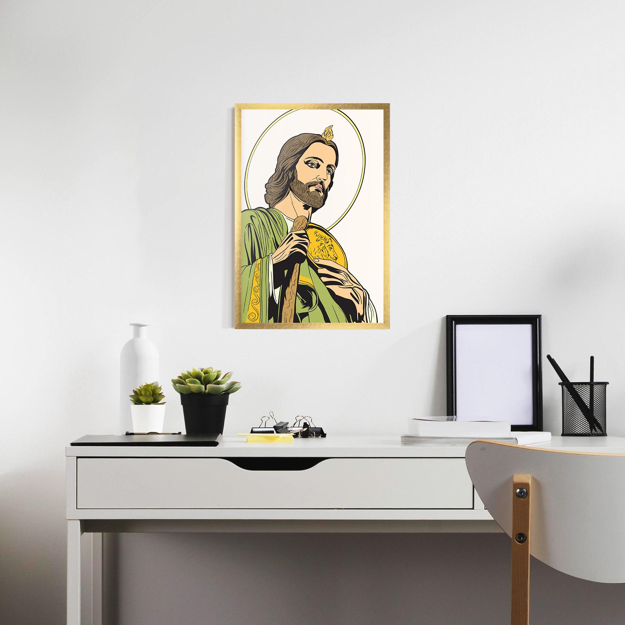 Рамкиран постер Green Jesus mockup 7
