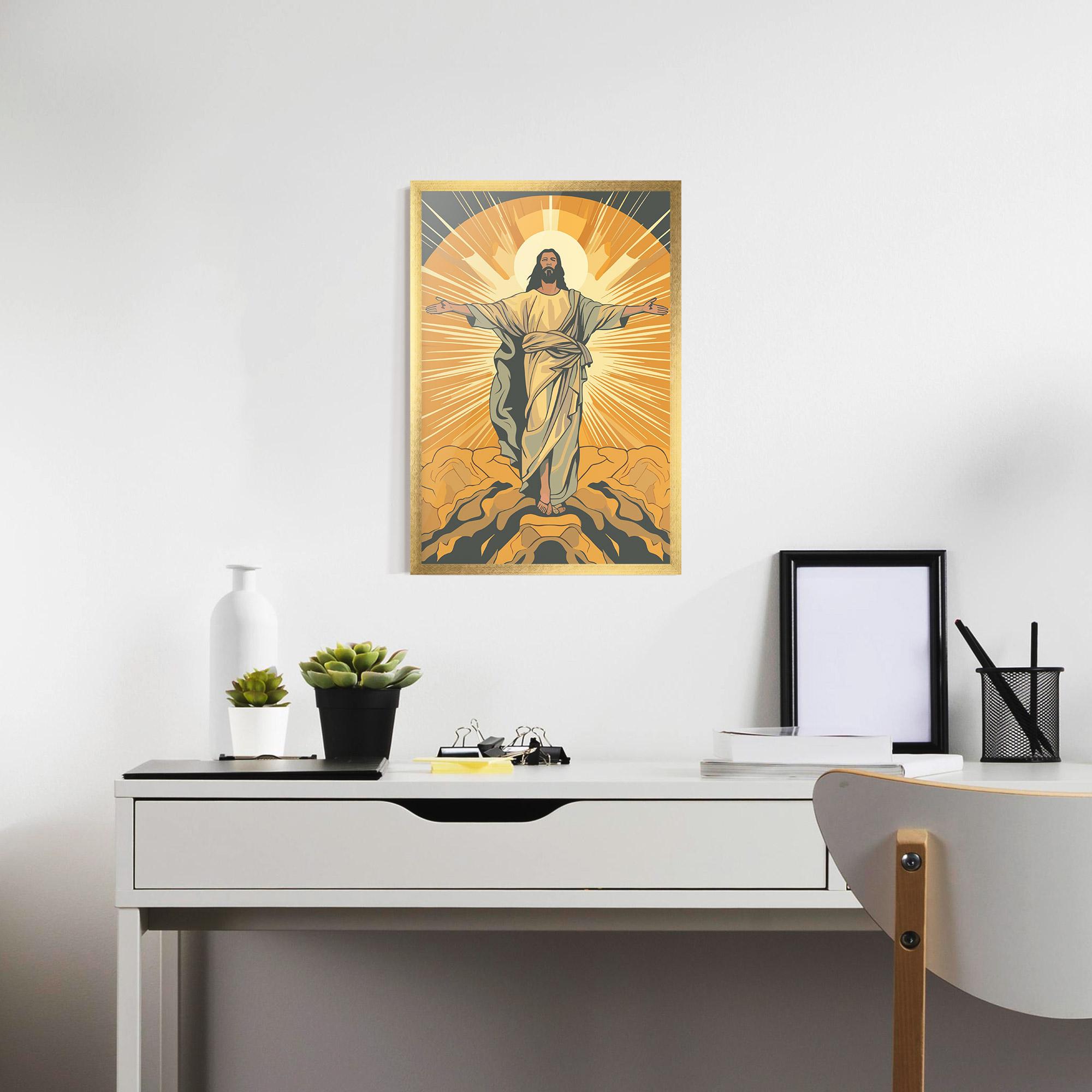 Рамкиран постер Sunset Jesus mockup 7