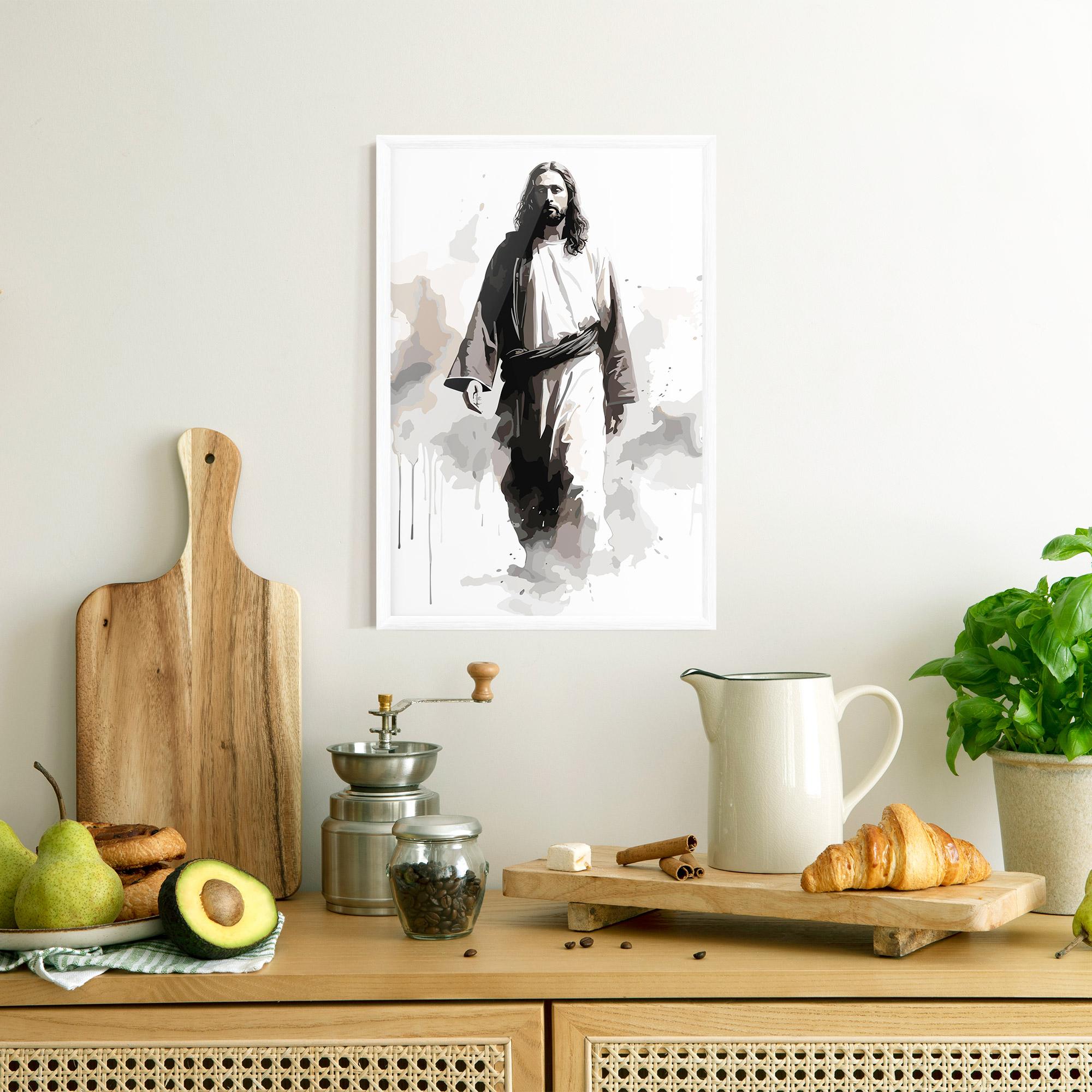 Рамкиран постер Watercolor Jesus mockup 8