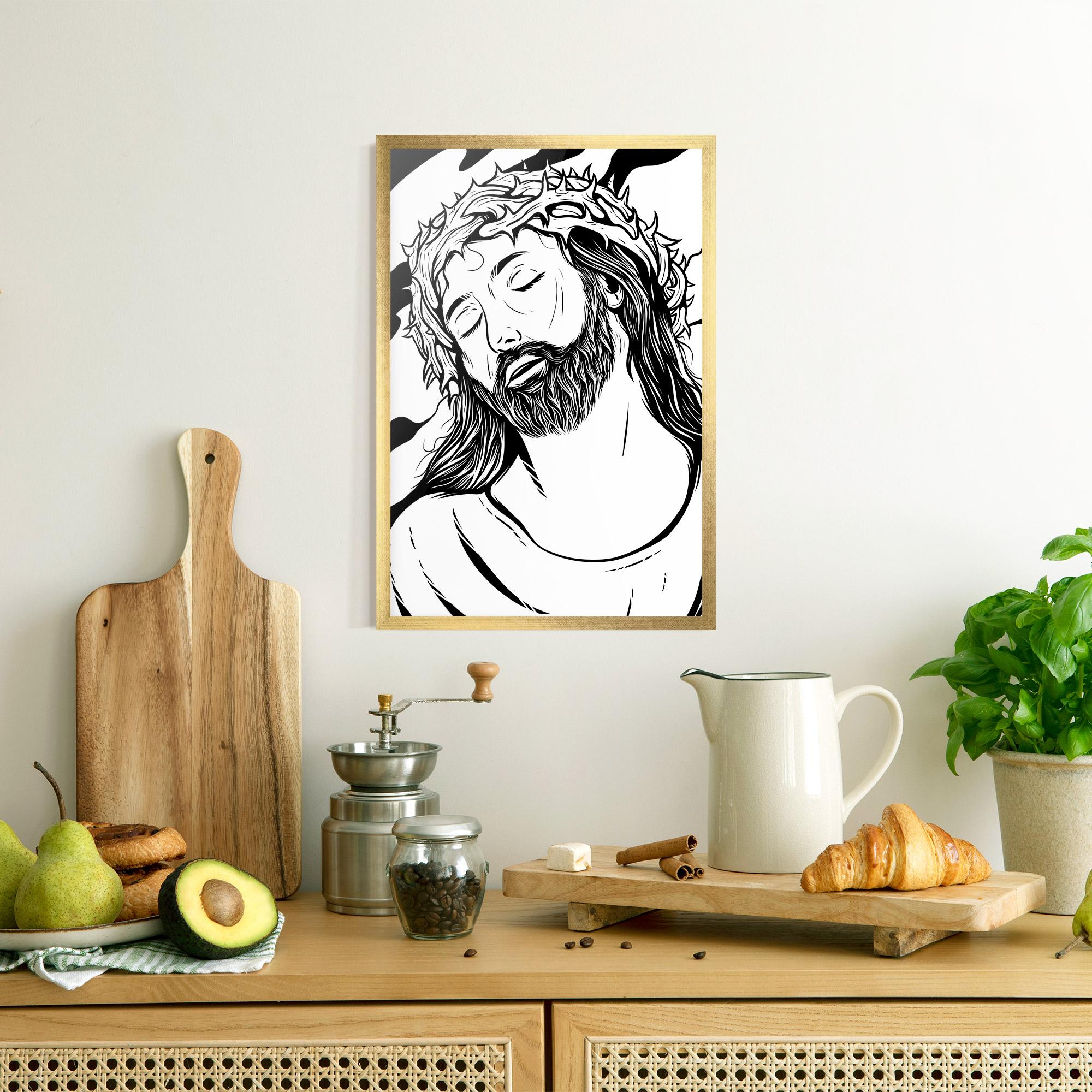 Рамкиран постер Black White Jesus mockup 8