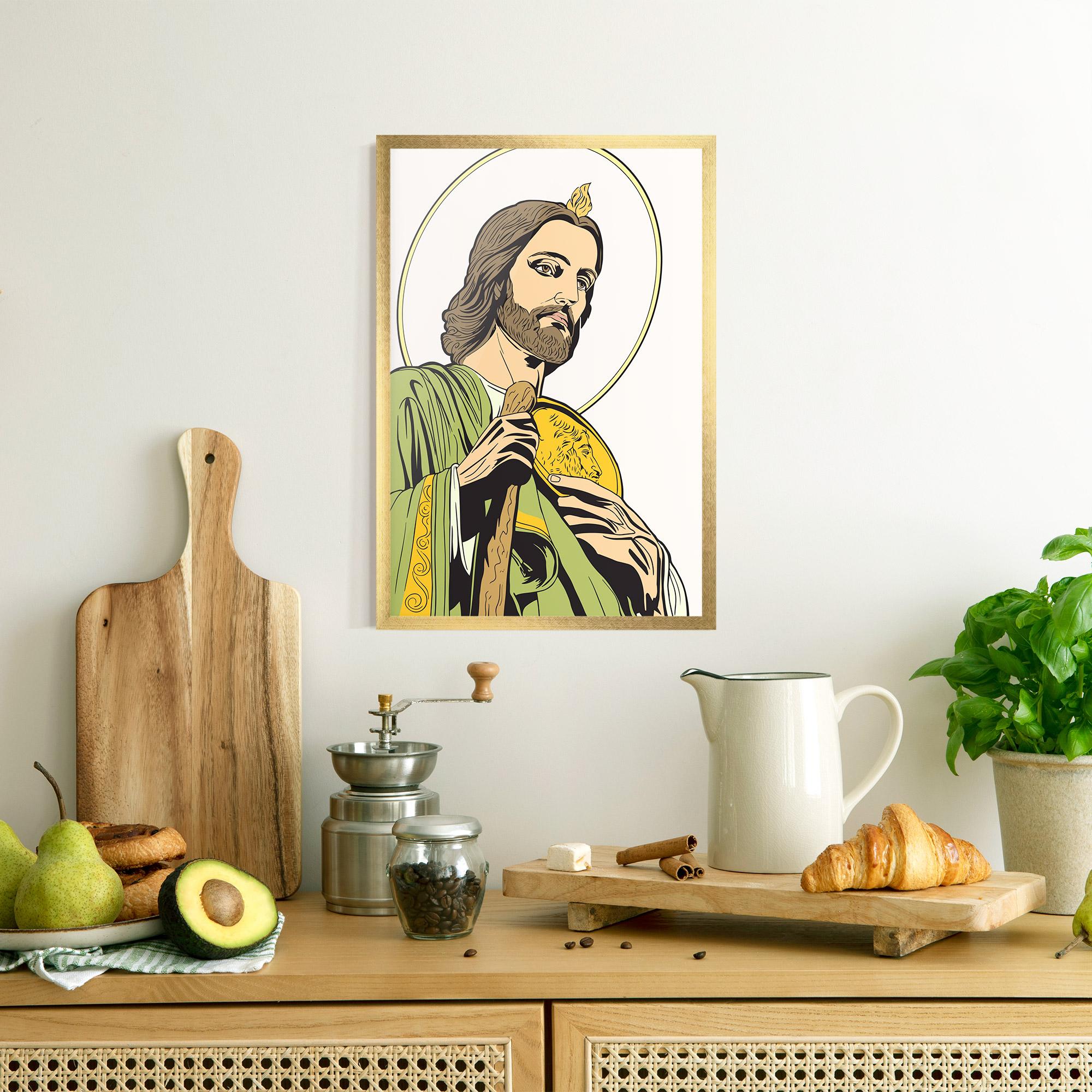 Рамкиран постер Green Jesus mockup 8