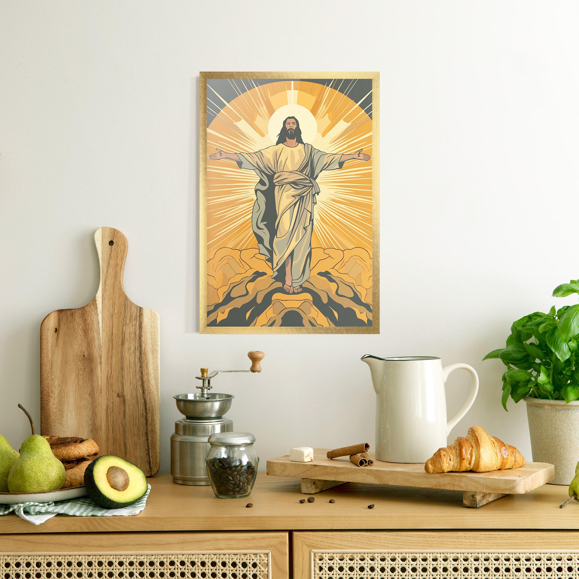 Рамкиран постер Sunset Jesus mockup 8