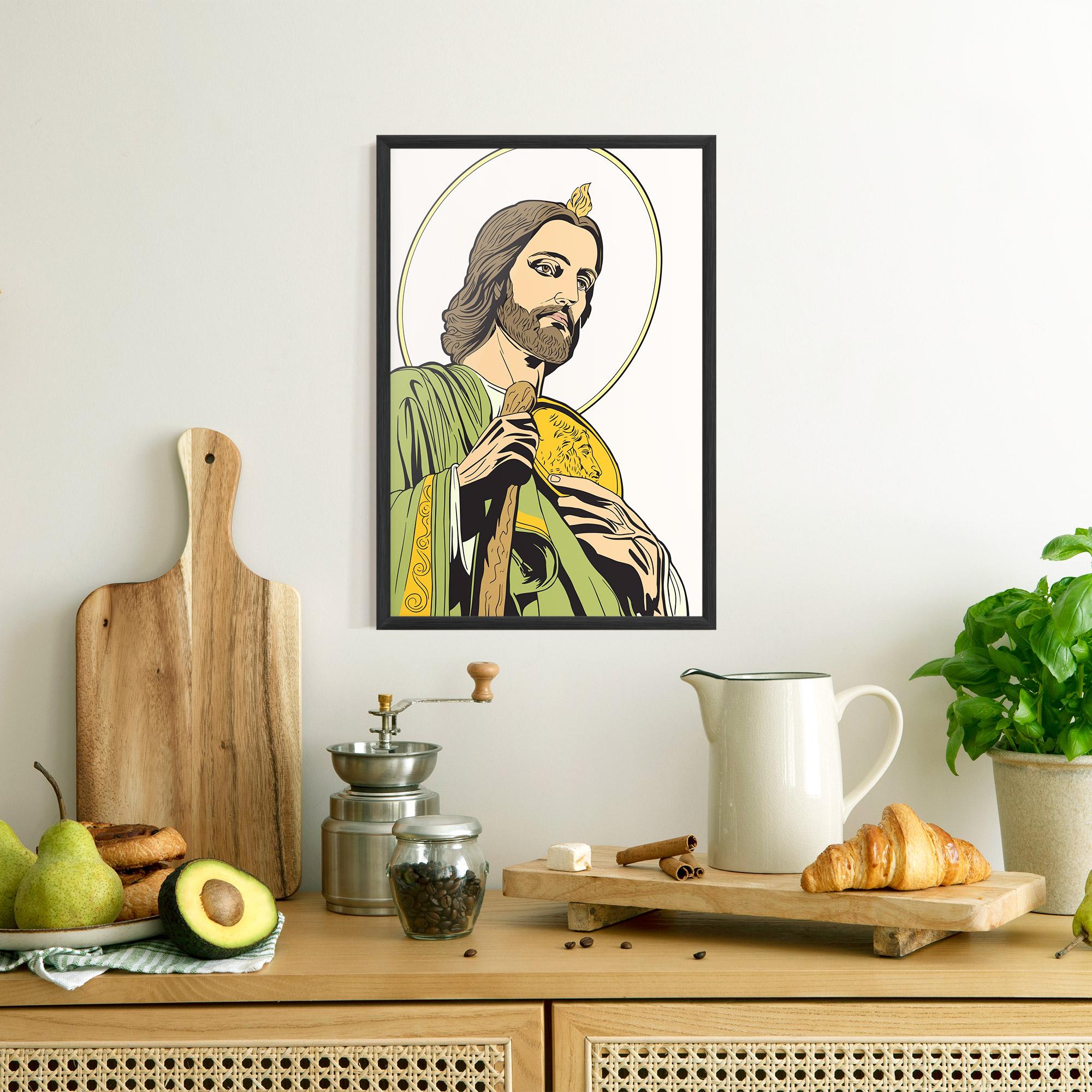 Рамкиран постер Green Jesus mockup 8