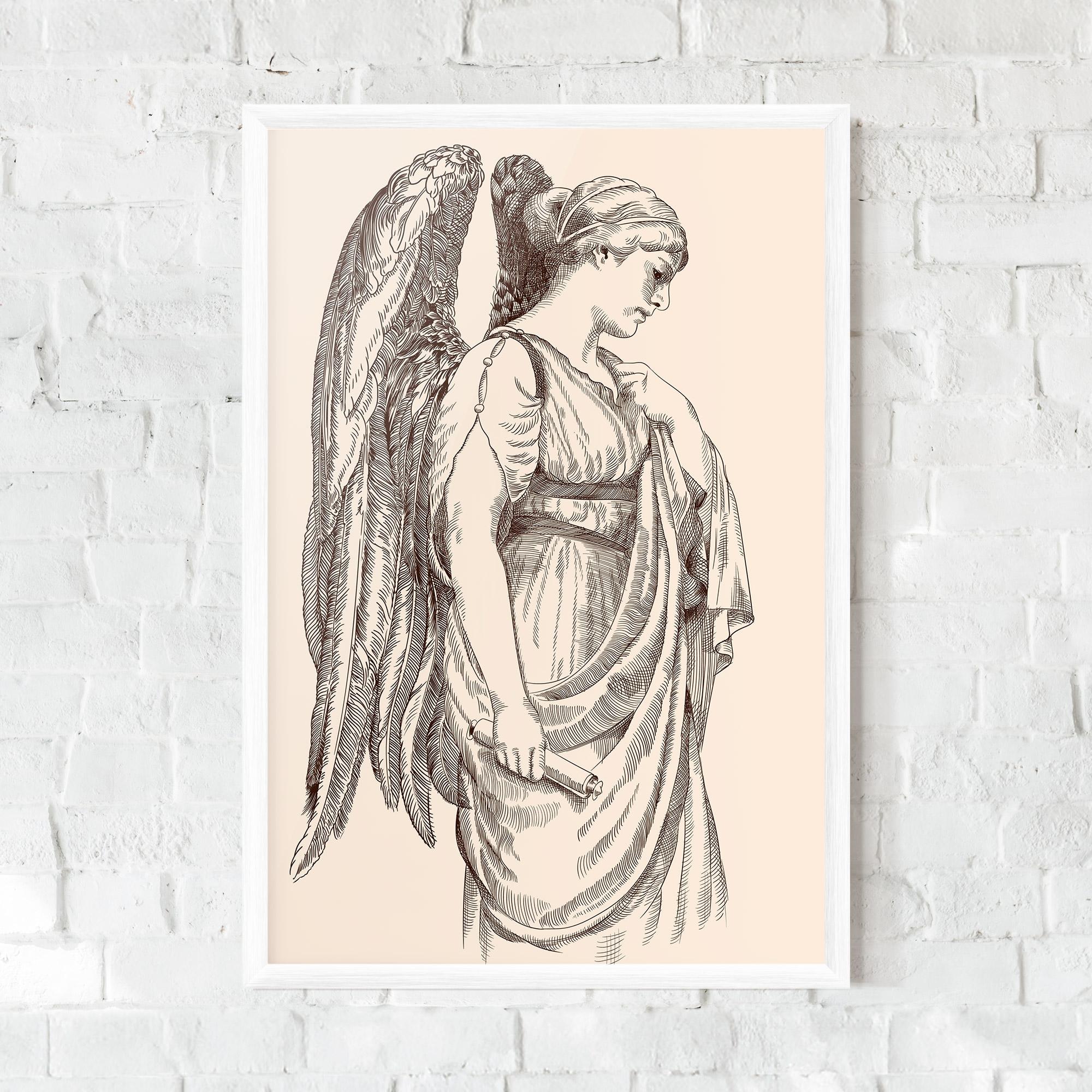 Рамкиран постер Angel Brown Line mockup 0