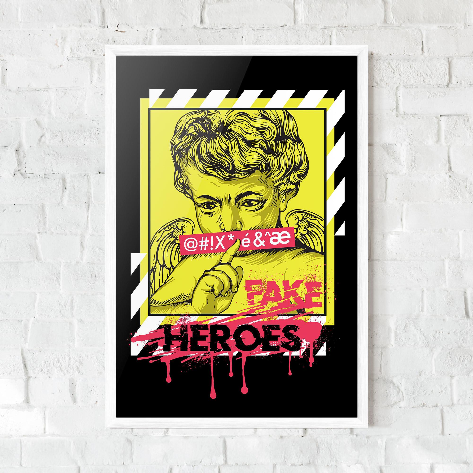 Рамкиран постер Fake Heroes mockup 0