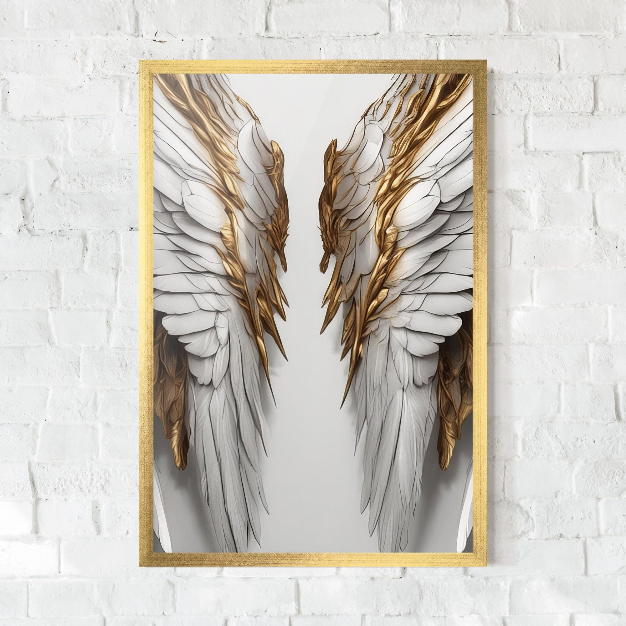 Realistic Gold Angel Wings mockup 0