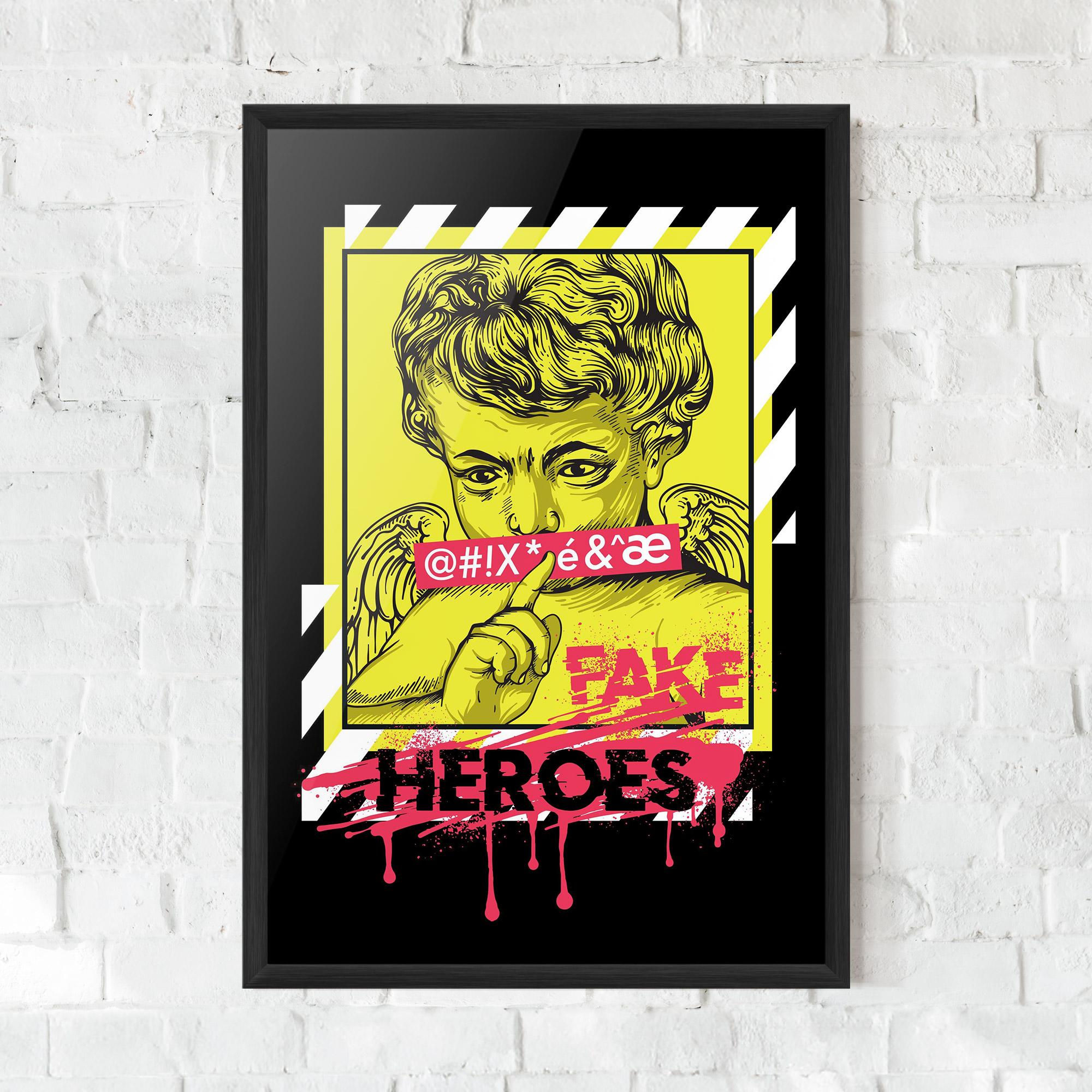 Рамкиран постер Fake Heroes mockup 0