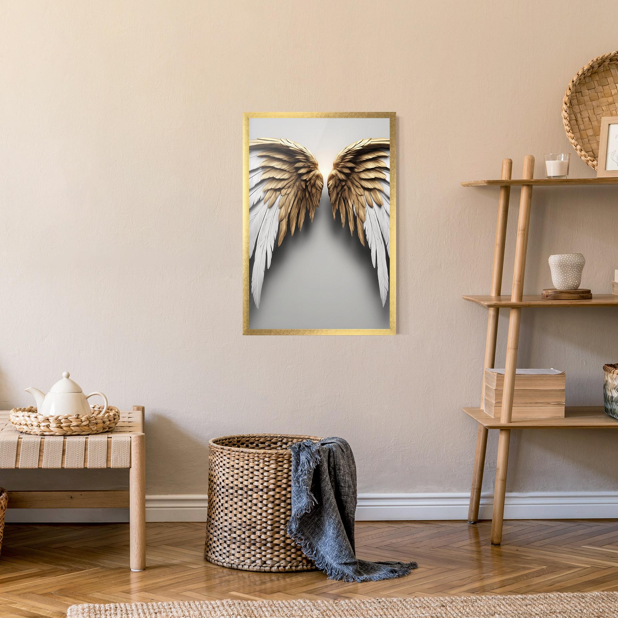 Рамкиран постер Realistic Angel Wings mockup 9