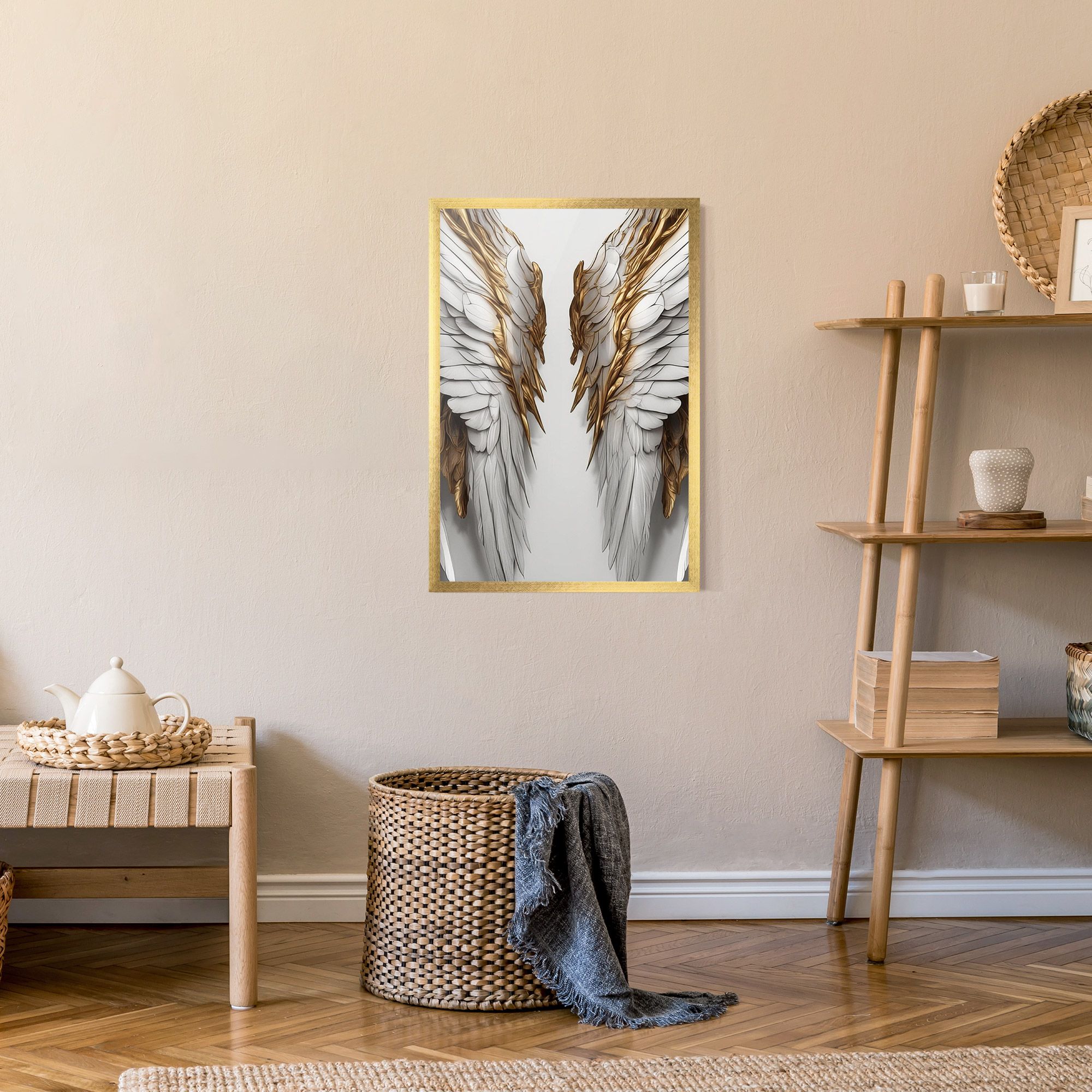 Realistic Gold Angel Wings mockup 9