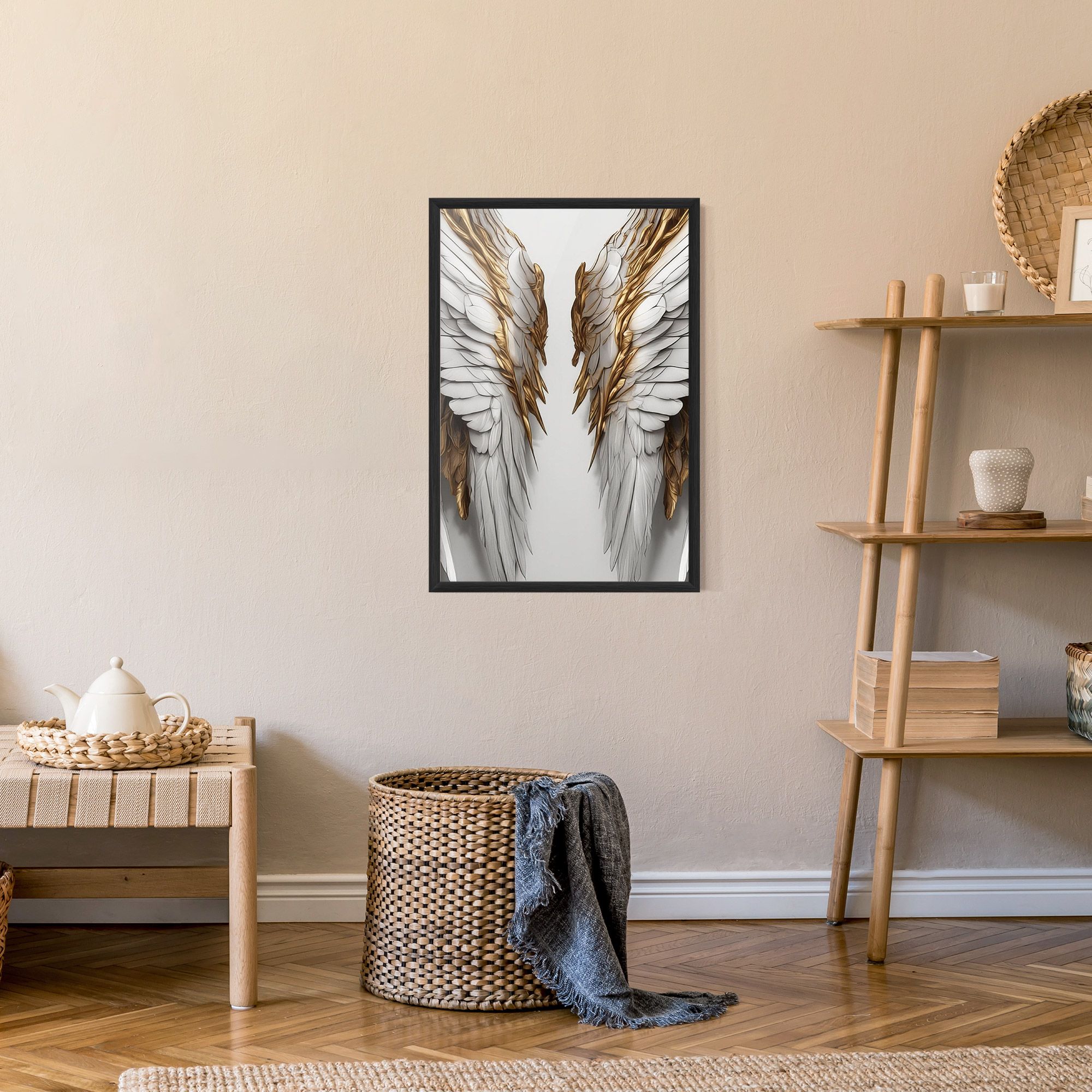 Realistic Gold Angel Wings mockup 9