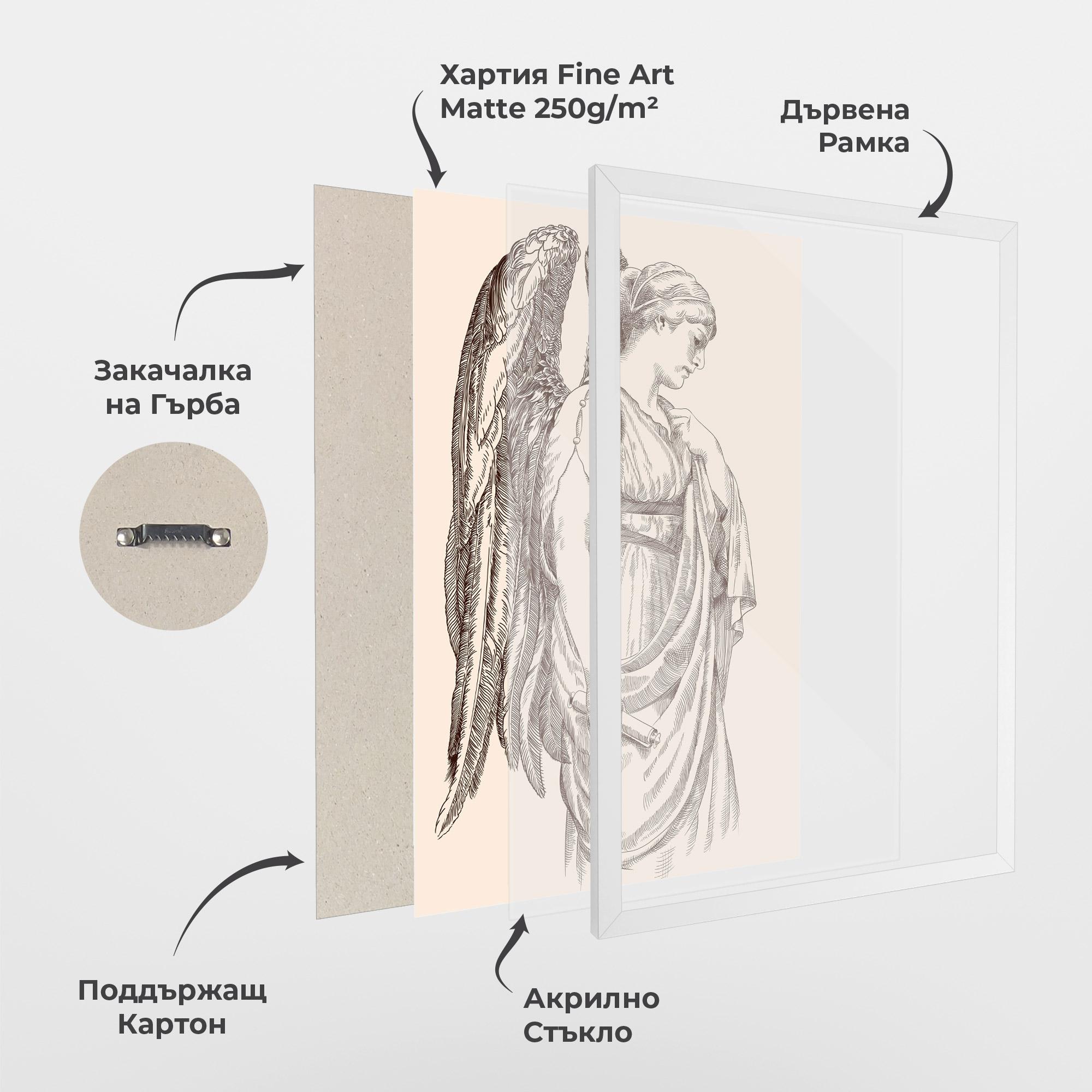 Рамкиран постер Angel Brown Line mockup 1