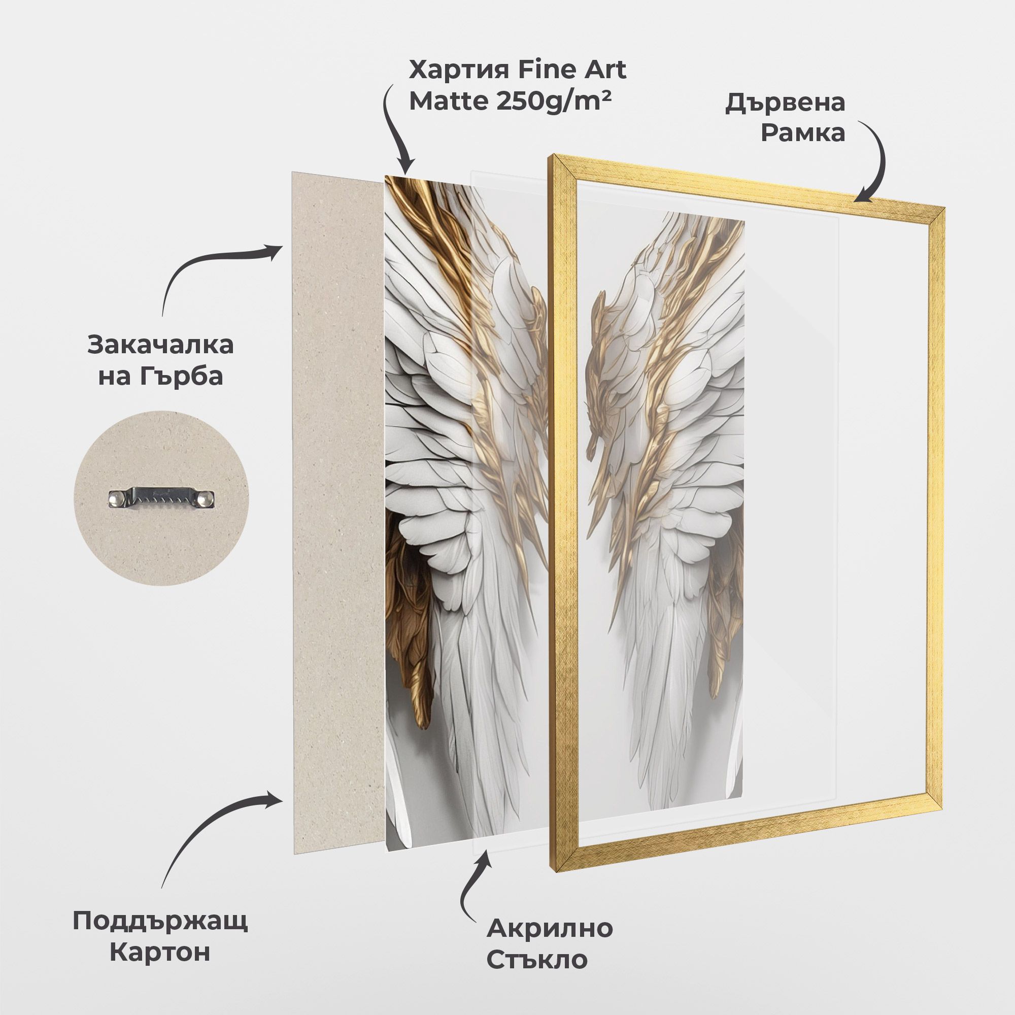 Realistic Gold Angel Wings mockup 1
