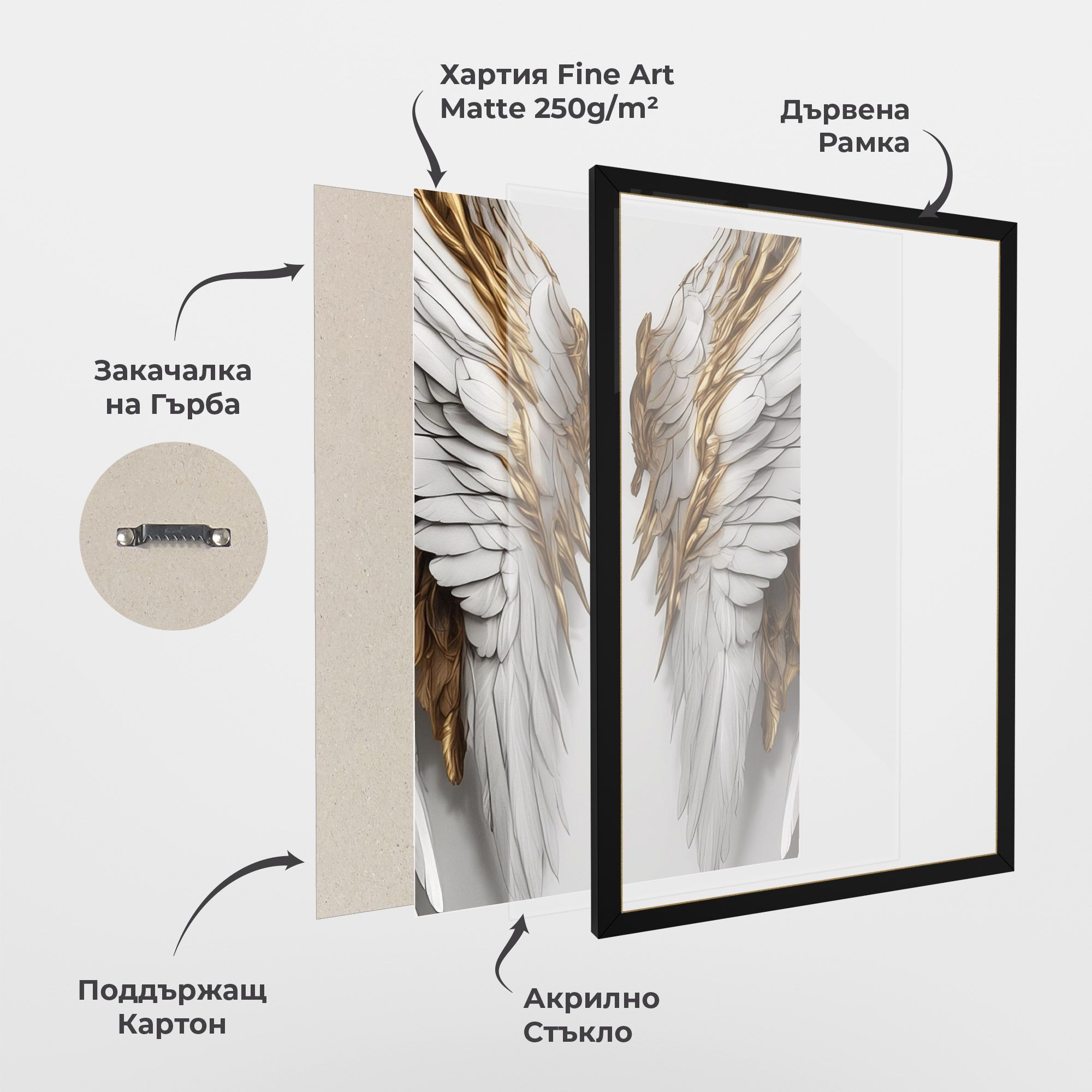 Realistic Gold Angel Wings mockup 1