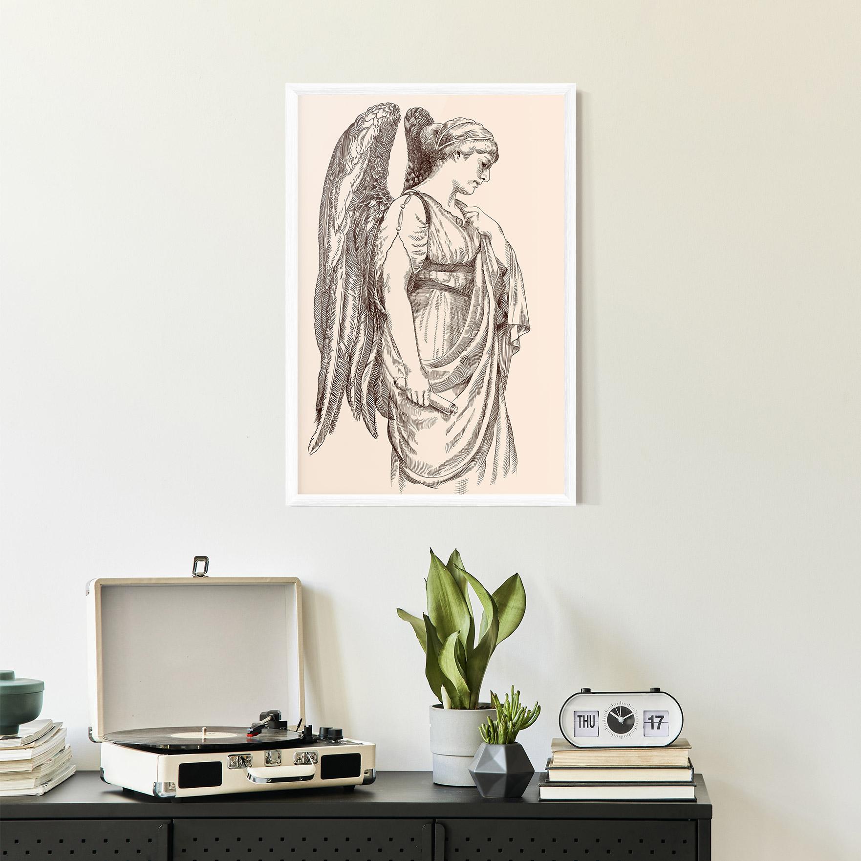 Рамкиран постер Angel Brown Line mockup 2