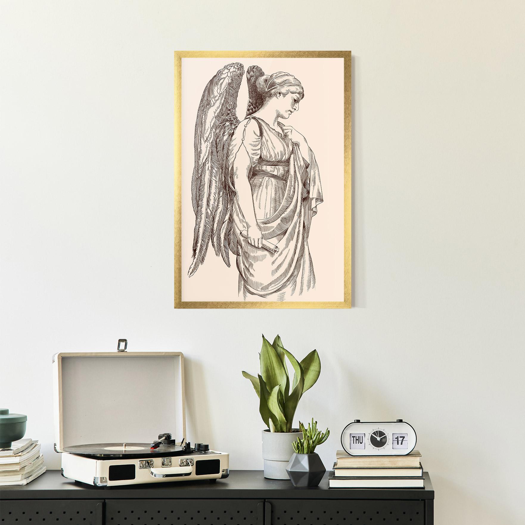 Рамкиран постер Angel Brown Line mockup 2