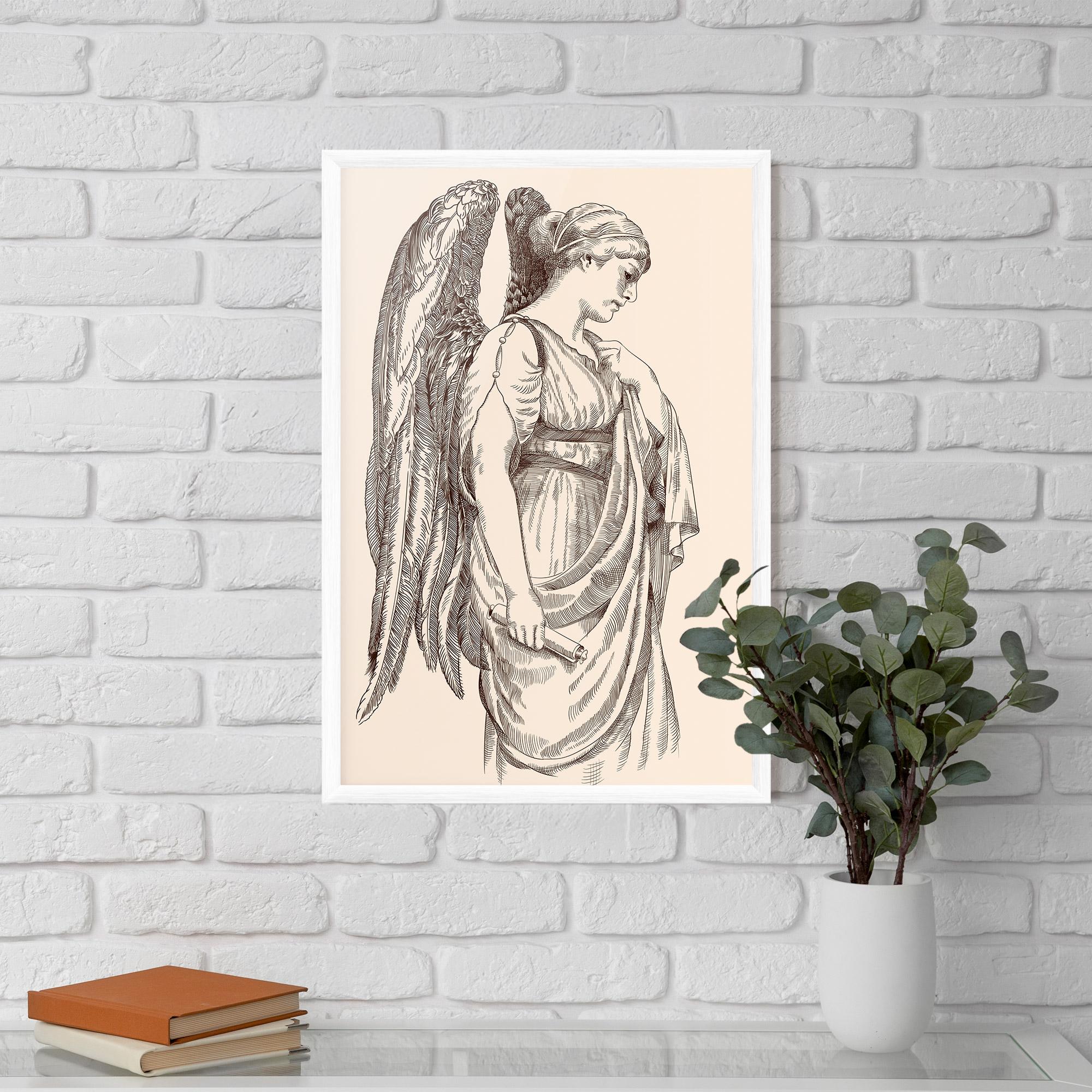 Рамкиран постер Angel Brown Line mockup 5