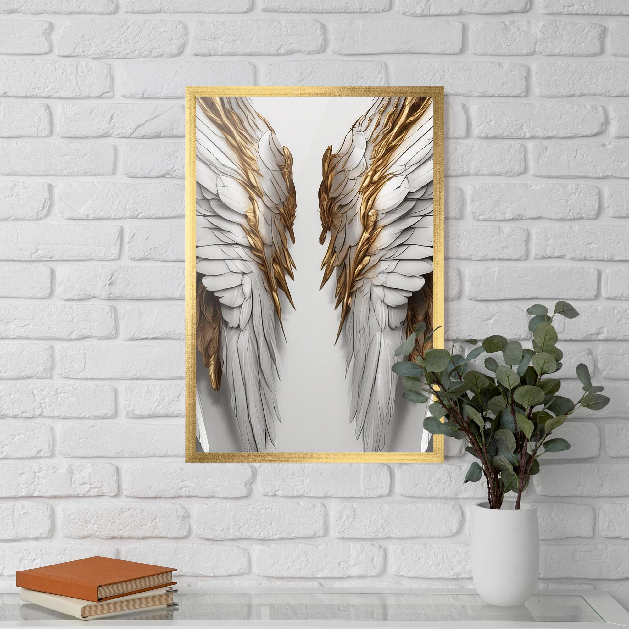 Рамкиран постер Realistic Gold Angel Wings mockup 5