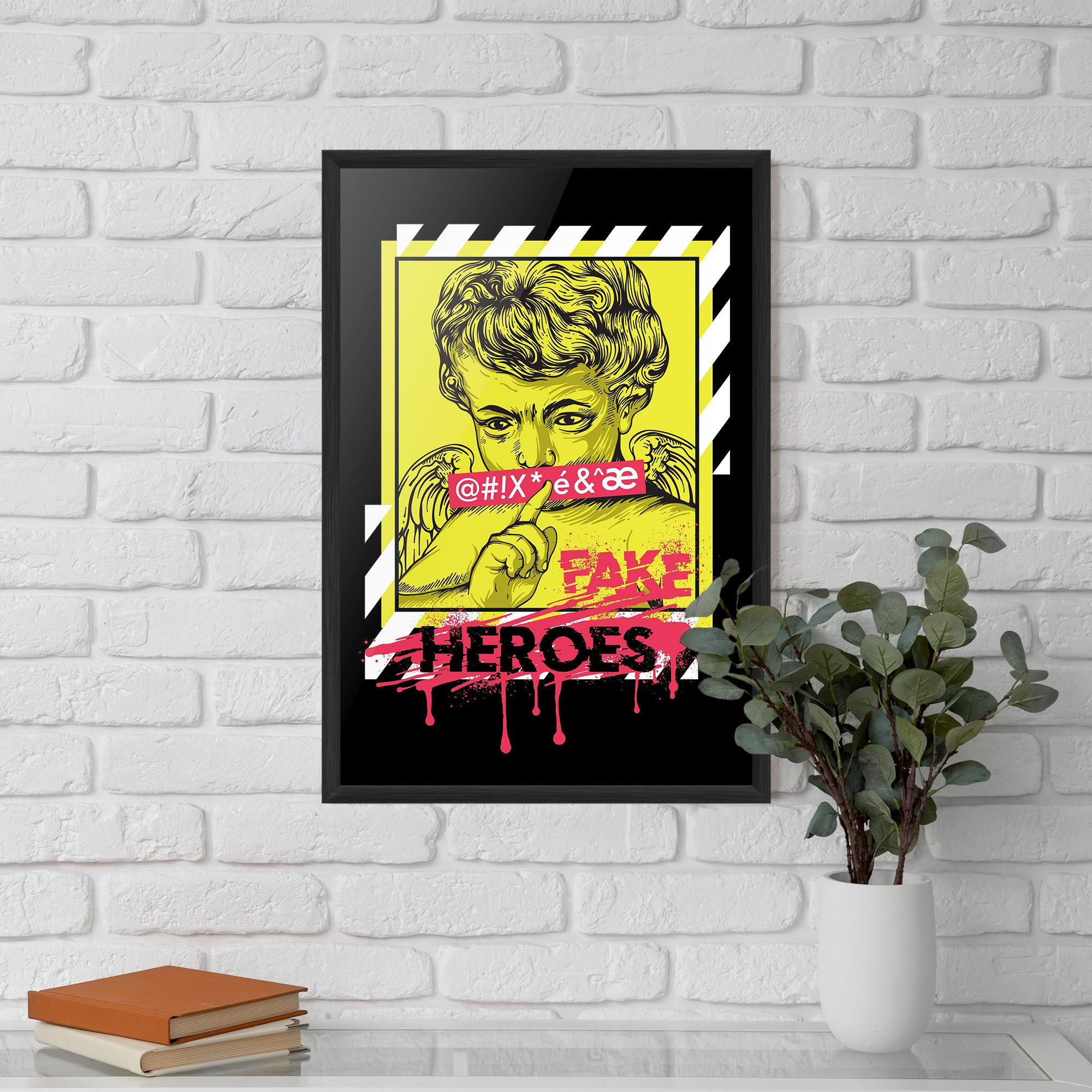Рамкиран постер Fake Heroes mockup 5