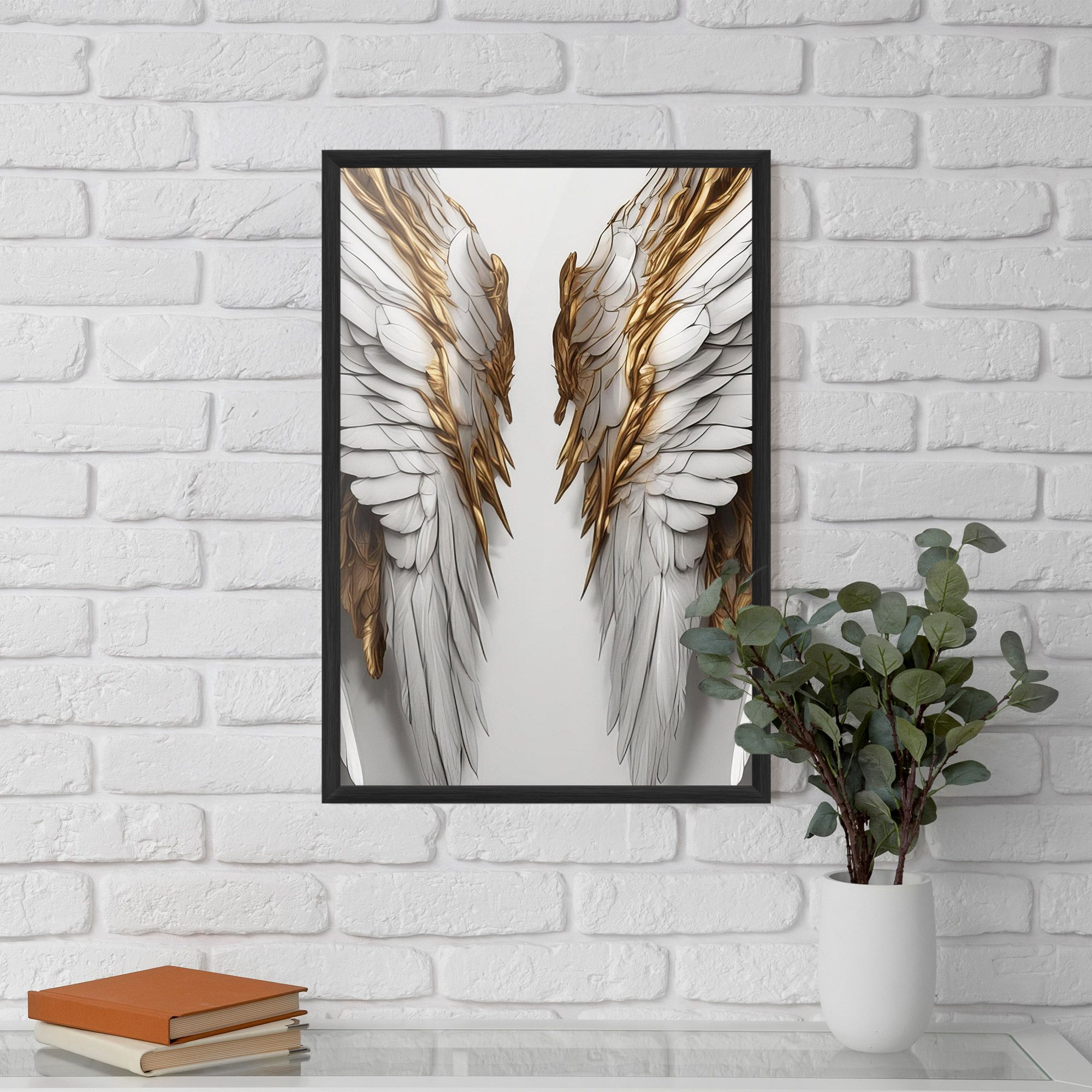 Realistic Gold Angel Wings mockup 5