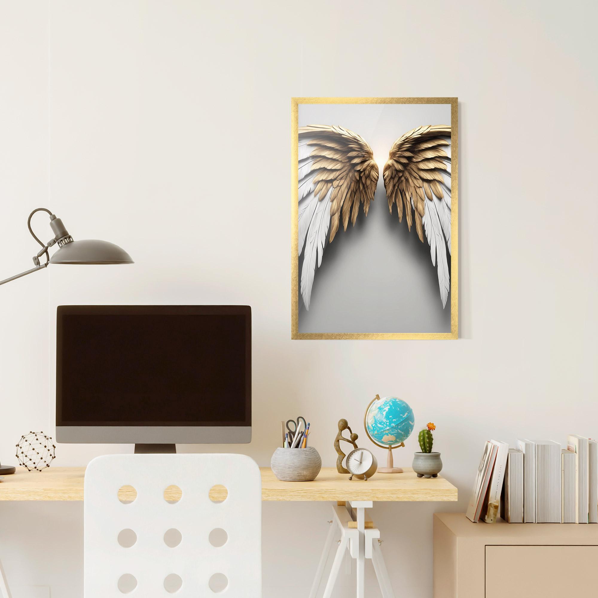 Рамкиран постер Realistic Angel Wings mockup 6