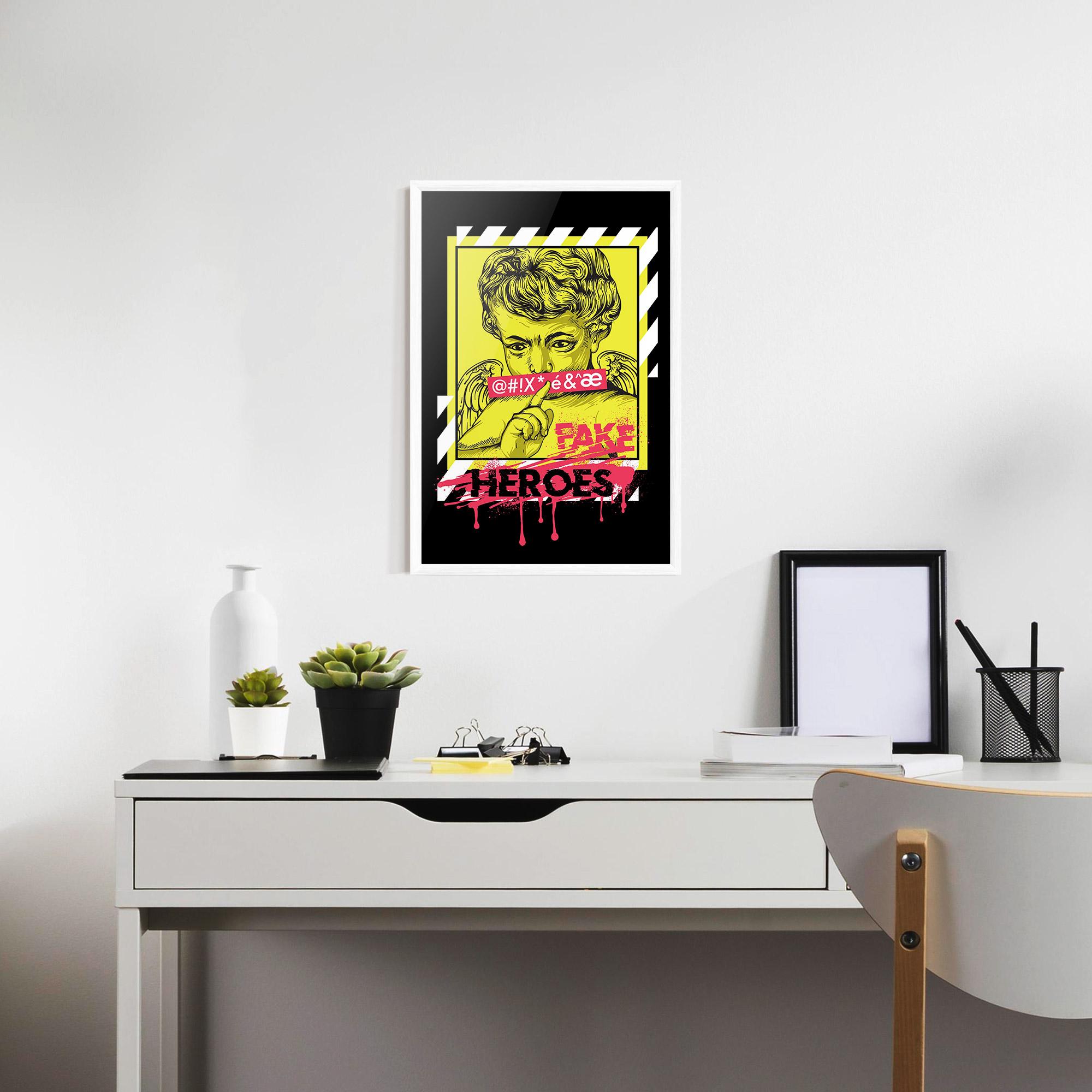 Рамкиран постер Fake Heroes mockup 7