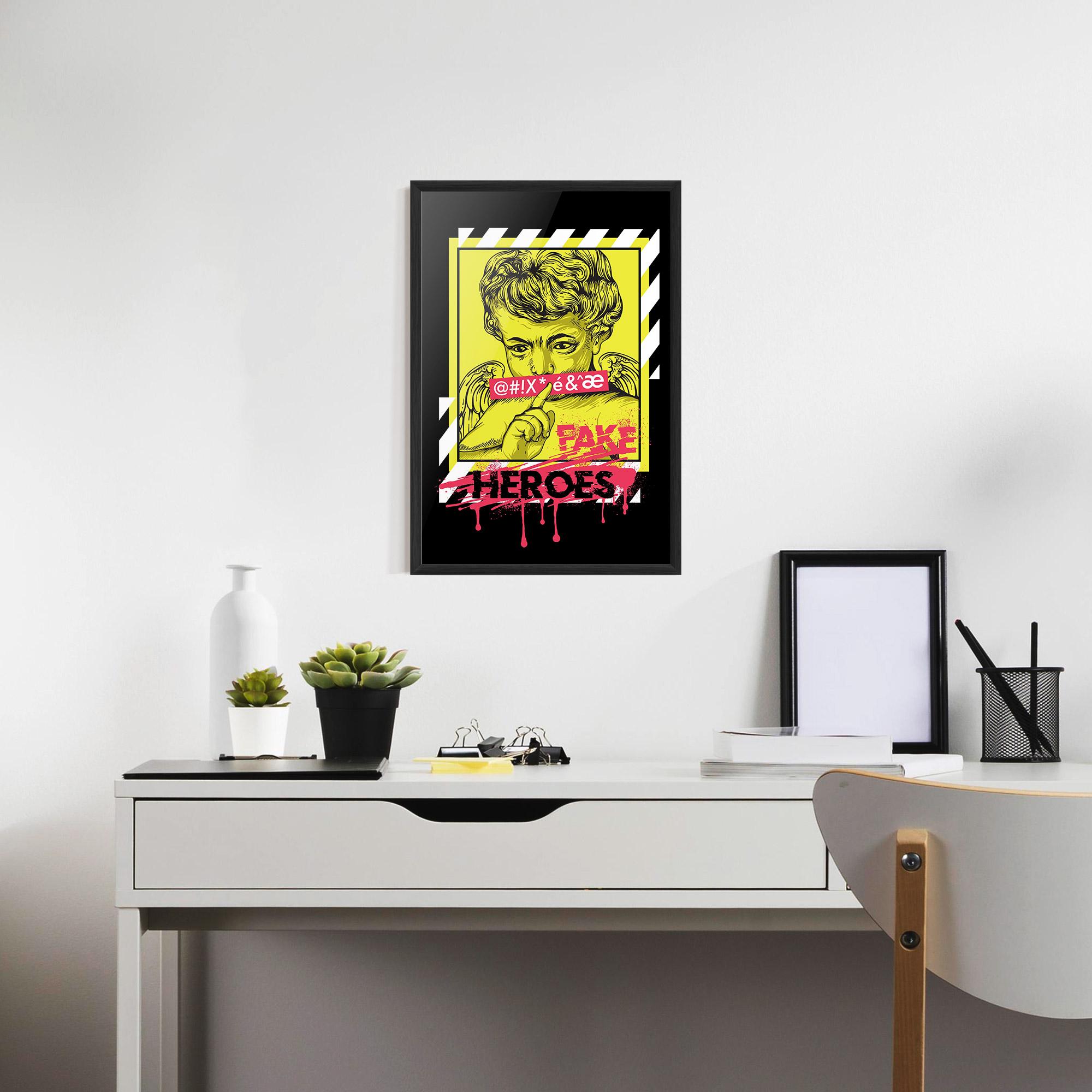 Рамкиран постер Fake Heroes mockup 7