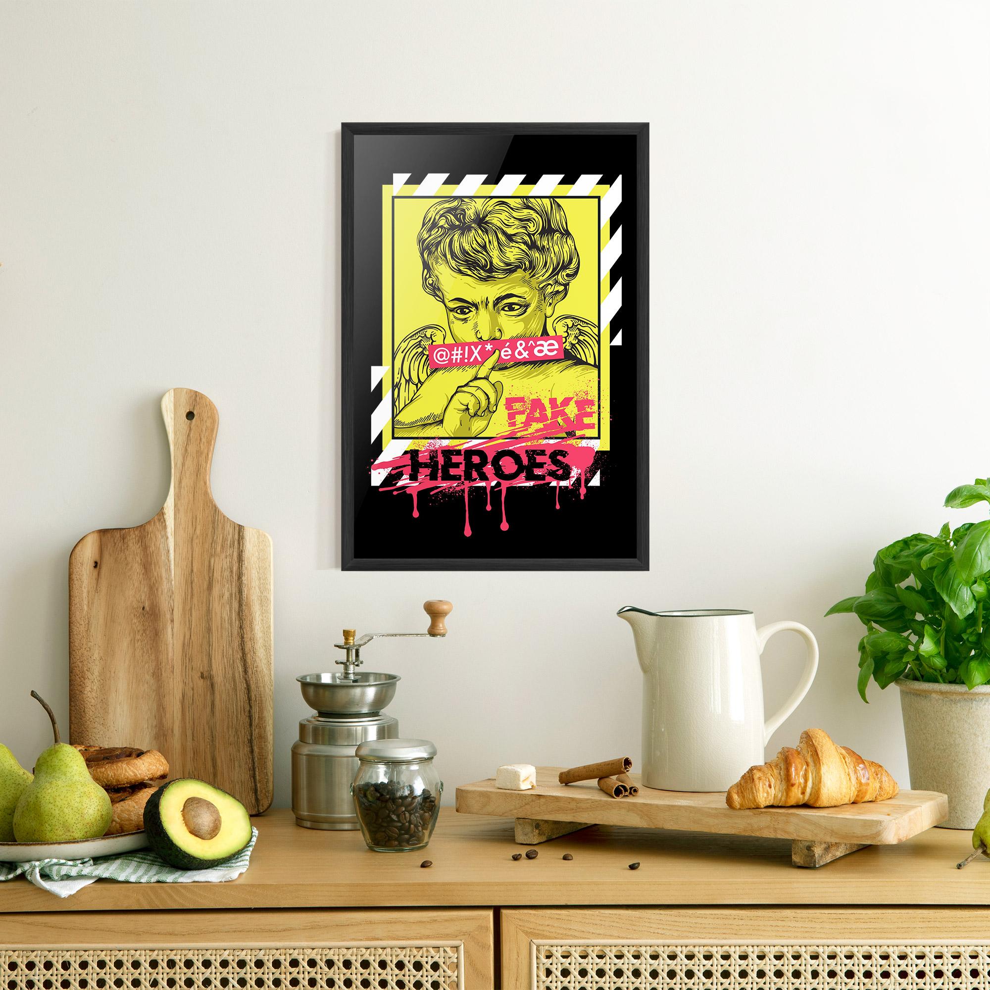 Рамкиран постер Fake Heroes mockup 8