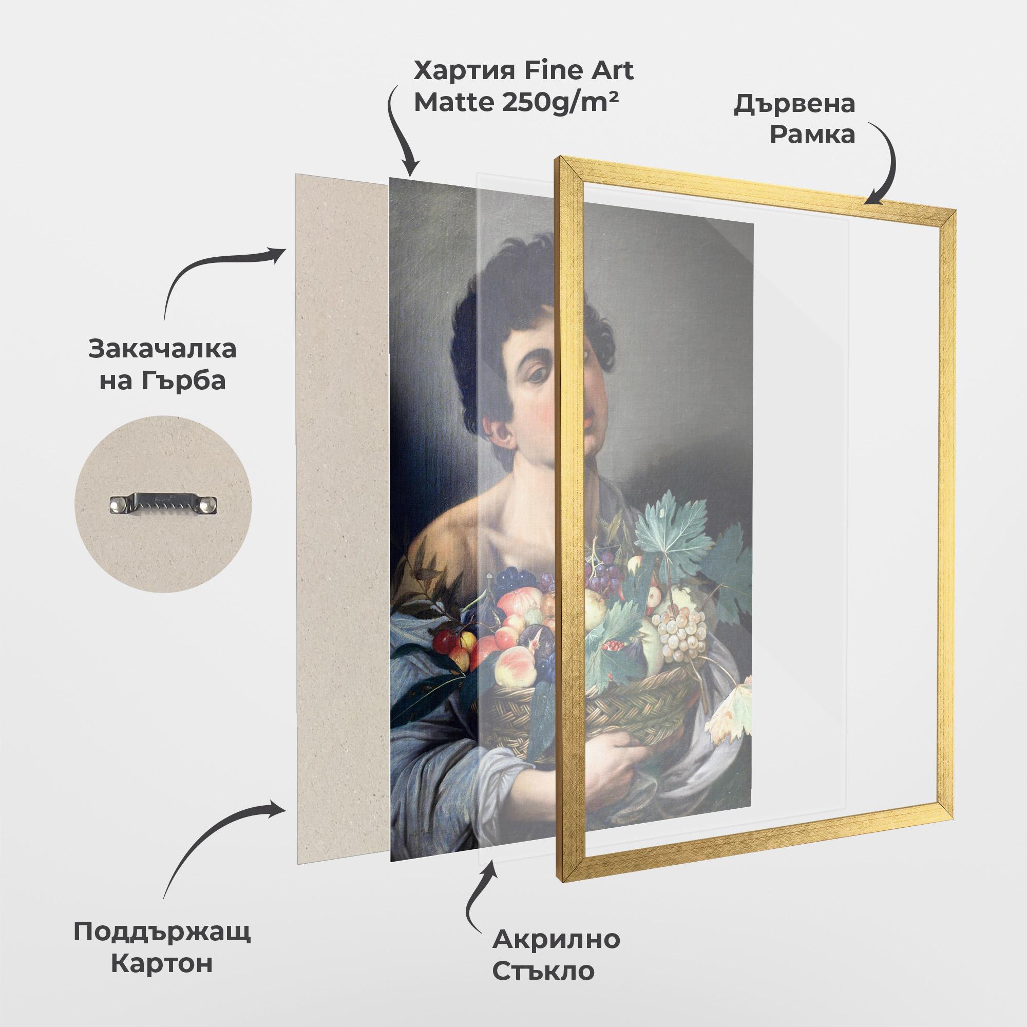 Рамкиран постер Boy With A Basket Of Fruit mockup 1