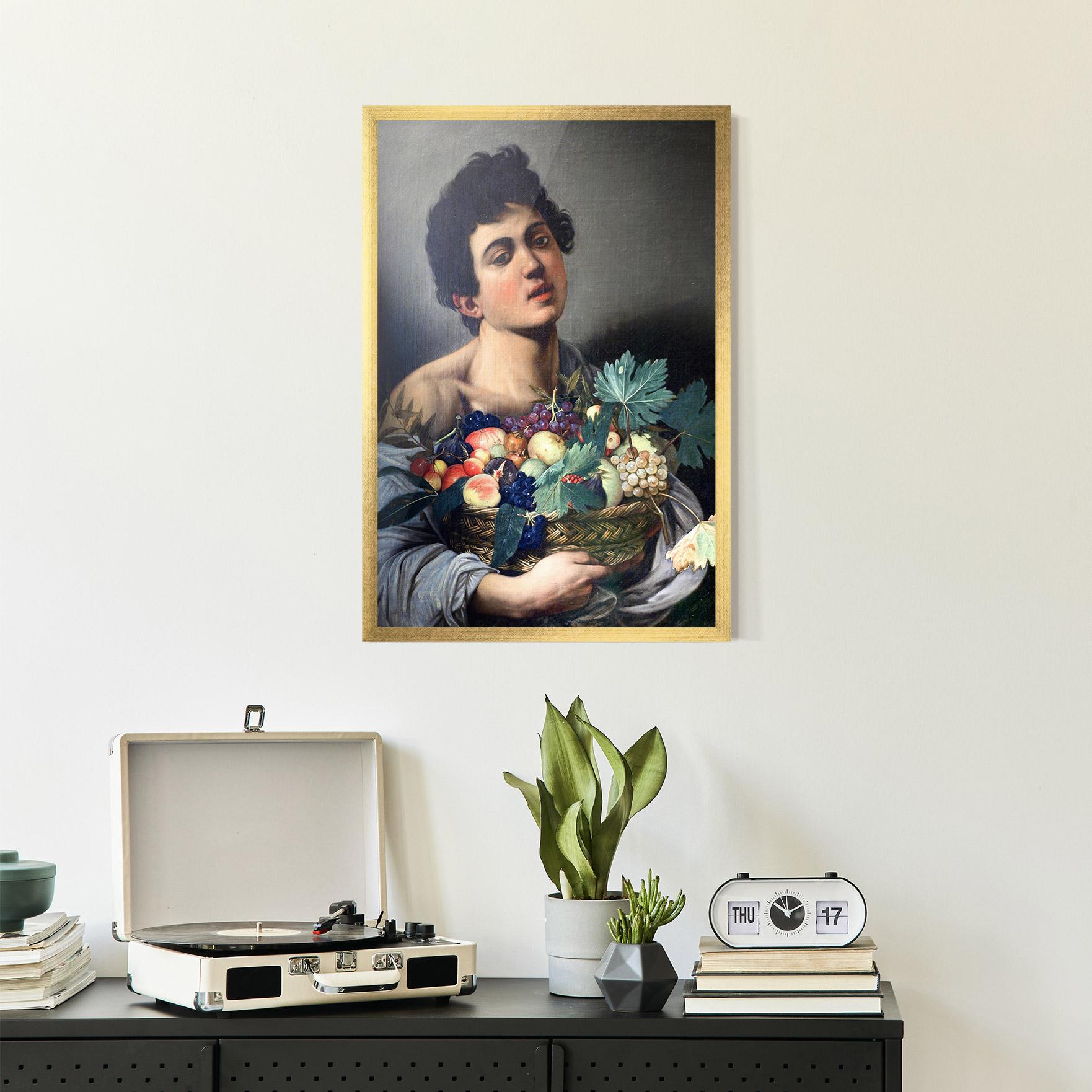 Рамкиран постер Boy With A Basket Of Fruit mockup 2