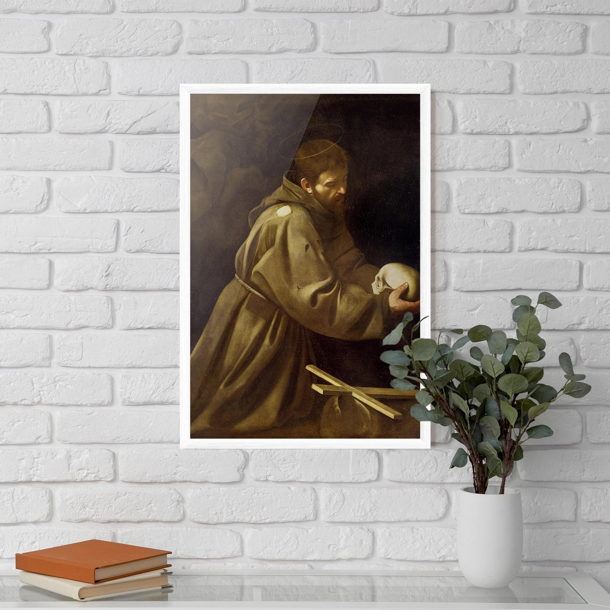 Рамкиран постер Caravaggio Francis Prayer mockup 5