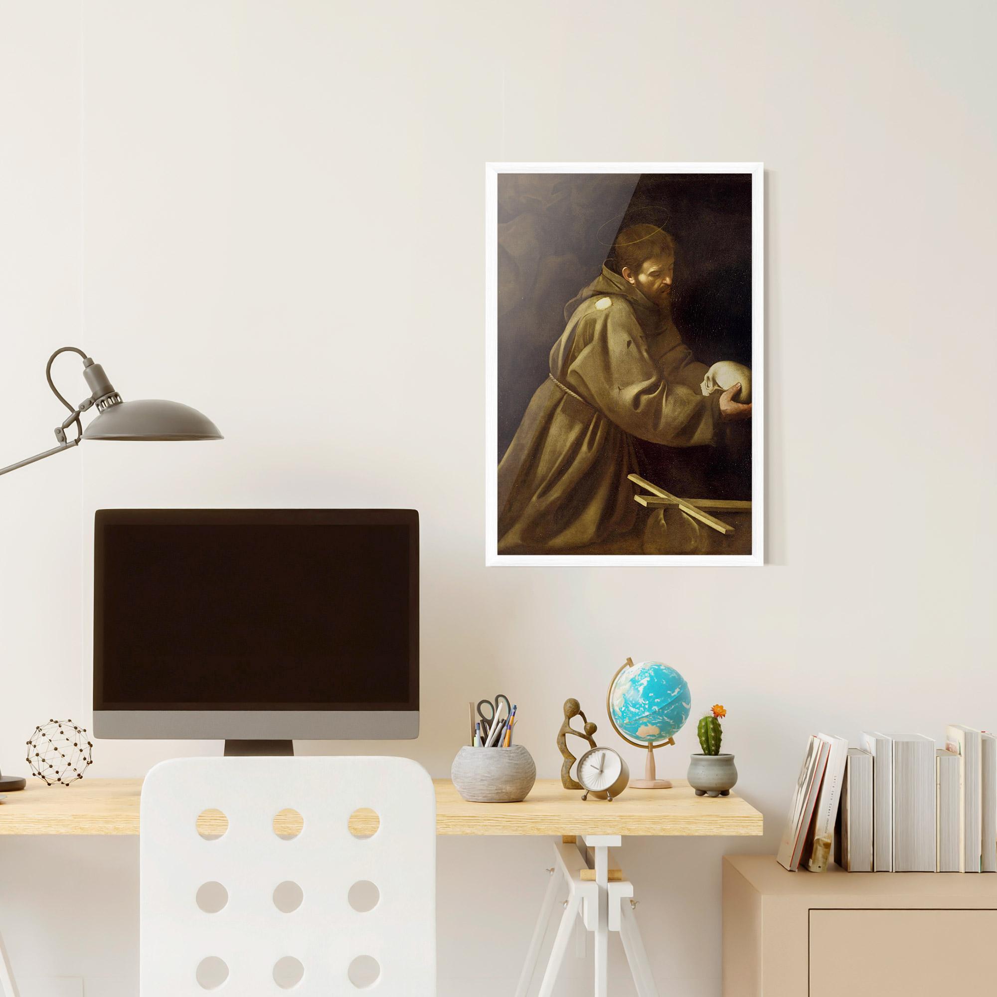 Рамкиран постер Caravaggio Francis Prayer mockup 6