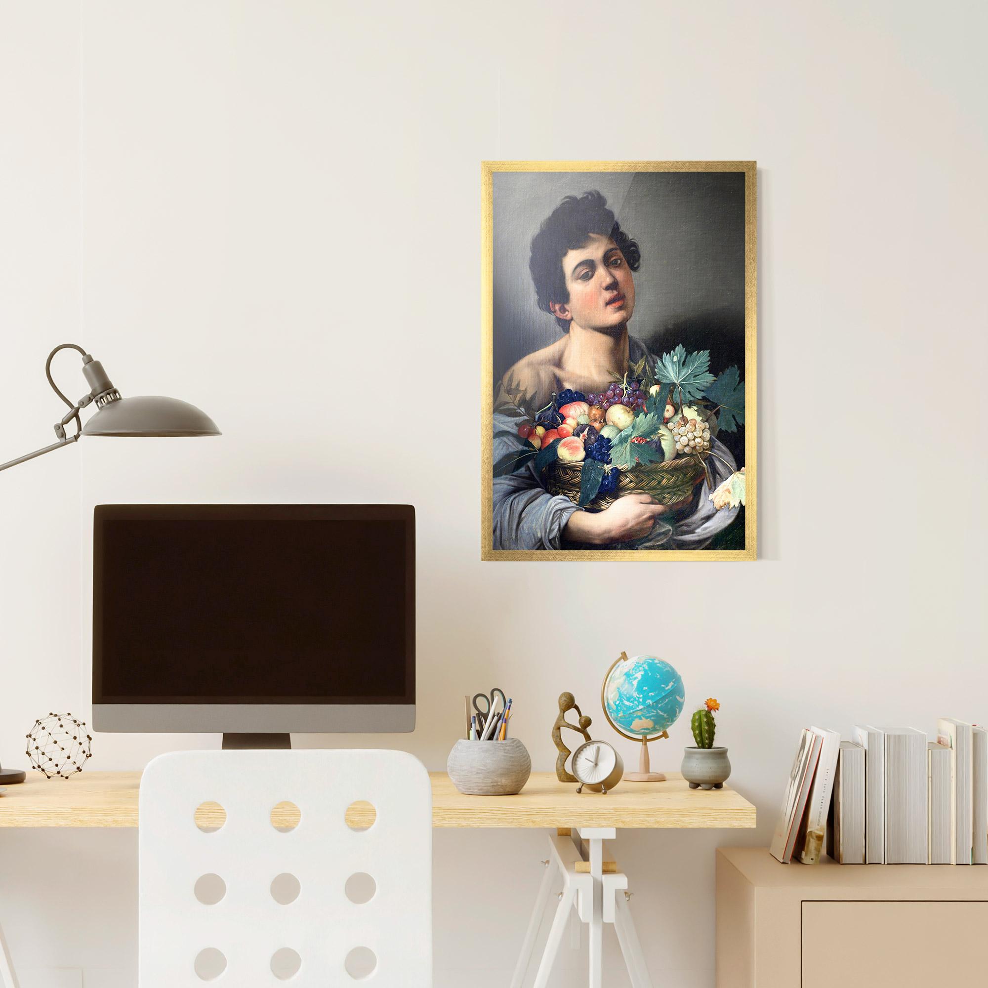 Рамкиран постер Boy With A Basket Of Fruit mockup 6