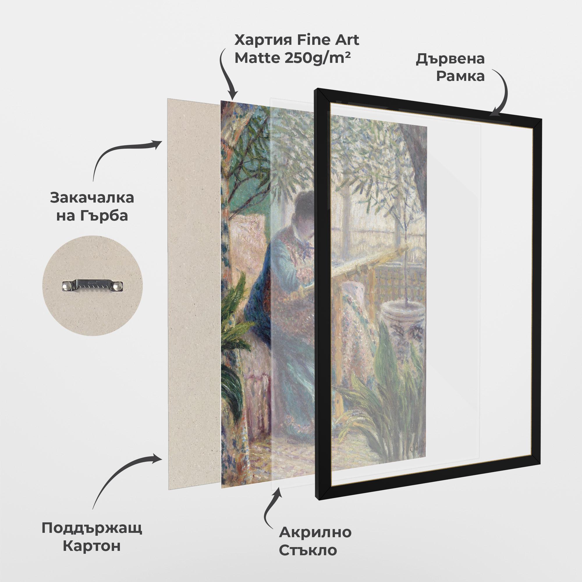 Рамкиран постер Monet Embroidering mockup 1