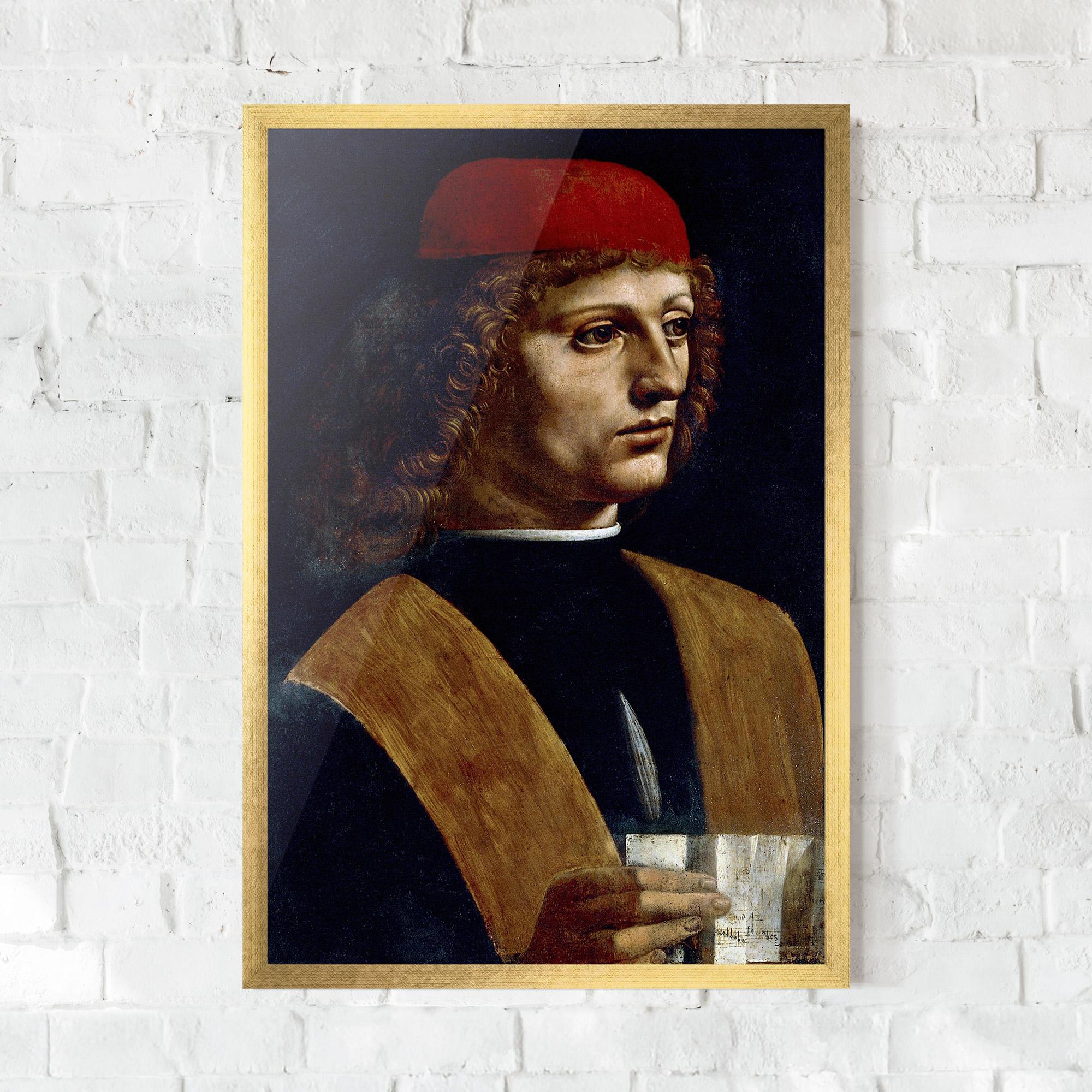 Рамкиран постер Leonardo Da Vinci's The Portrait Of A Musician mockup 0