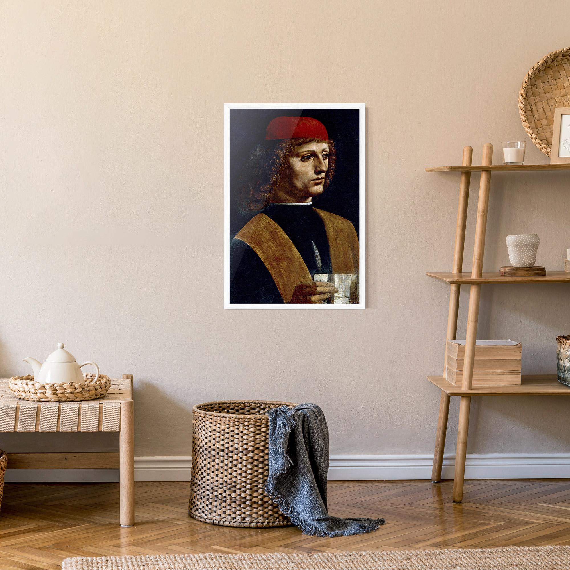 Рамкиран постер Leonardo Da Vinci's The Portrait Of A Musician mockup 9
