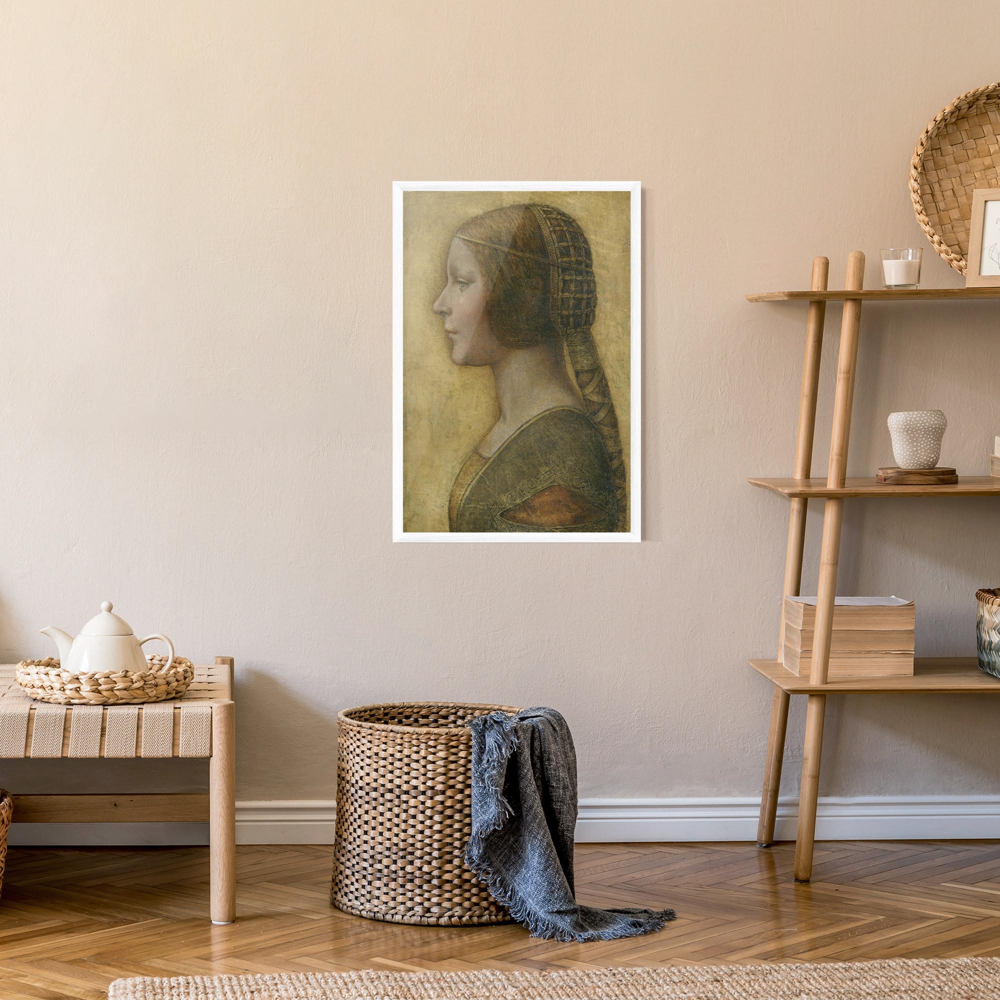 Рамкиран постер Profile Of A Young Fiancee Da Vinci mockup 9